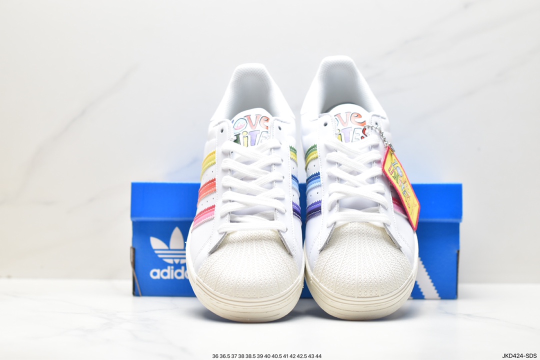 Adidas Originals Superstar ”Sail/Green/Lace” shell toe series low-top sneakers GW2415