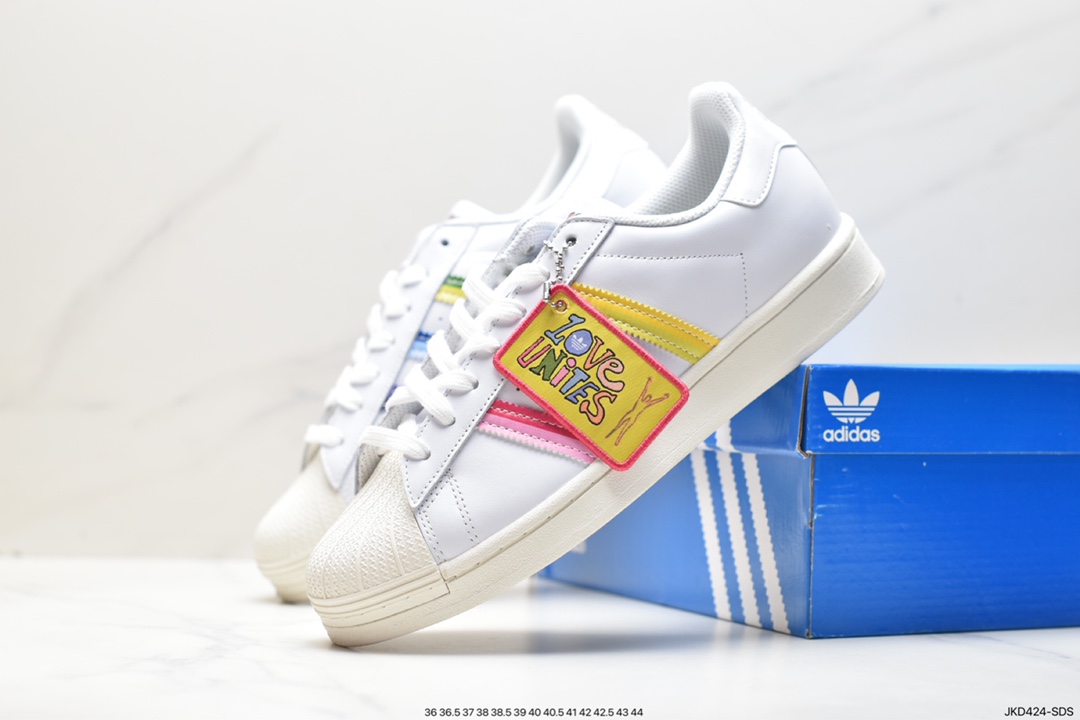 Adidas Originals Superstar ”Sail/Green/Lace” shell toe series low-top sneakers GW2415