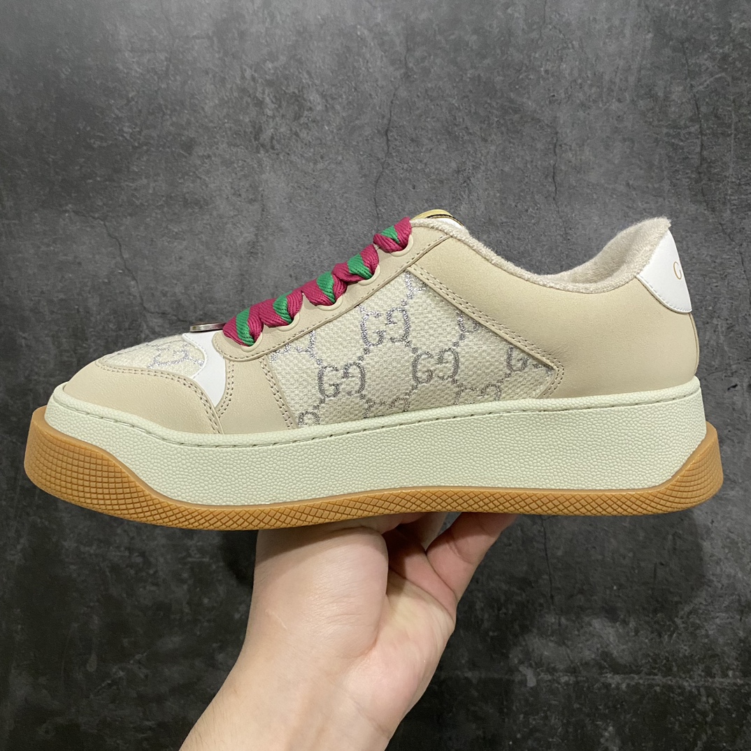 Top value for money Gucci Screener latest hit chubby thick-soled dirty shoes with colorful shoelaces