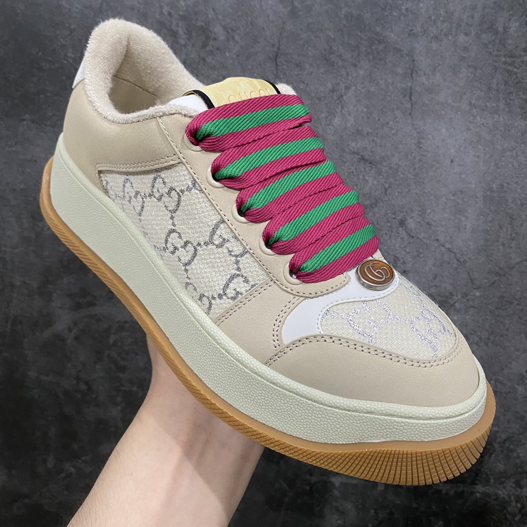 Top value for money Gucci Screener latest hit chubby thick-soled dirty shoes with colorful shoelaces