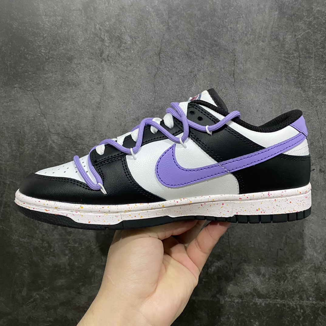 CS version NK Dunk Low Multi-Color Swoosh SB low-top deconstruction straps vitality three hooks black and white purple FD4623-136