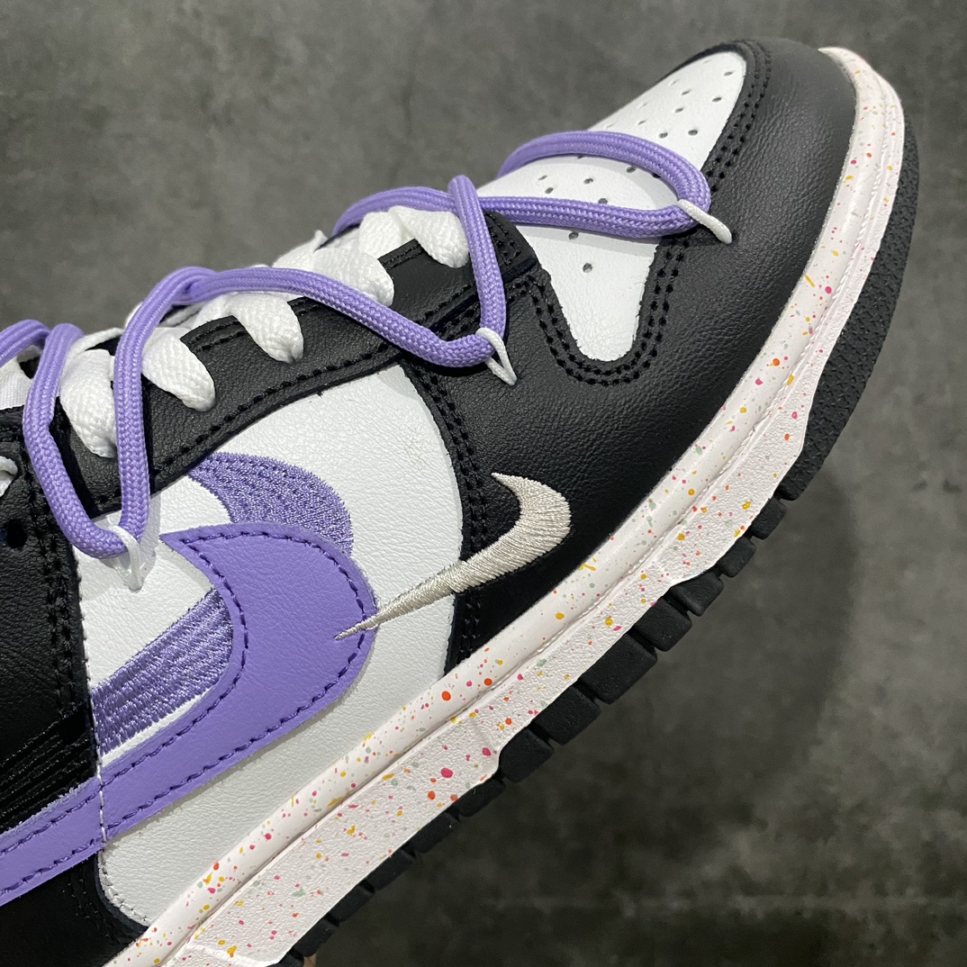 CS version NK Dunk Low Multi-Color Swoosh SB low-top deconstruction straps vitality three hooks black and white purple FD4623-136