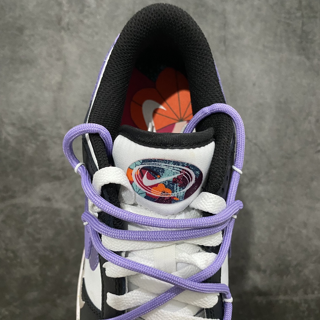 CS version NK Dunk Low Multi-Color Swoosh SB low-top deconstruction straps vitality three hooks black and white purple FD4623-136