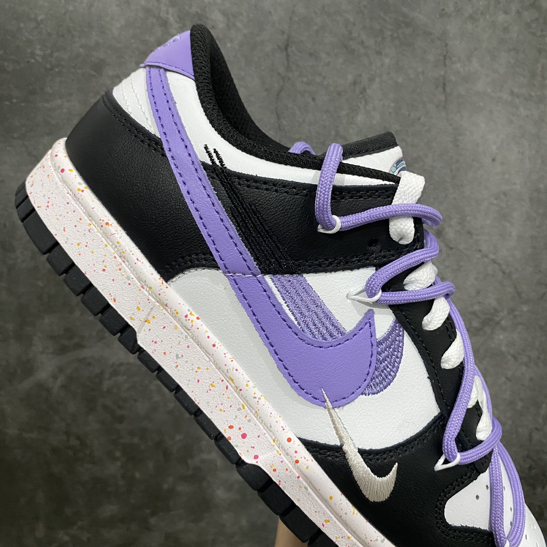 CS version NK Dunk Low Multi-Color Swoosh SB low-top deconstruction straps vitality three hooks black and white purple FD4623-136