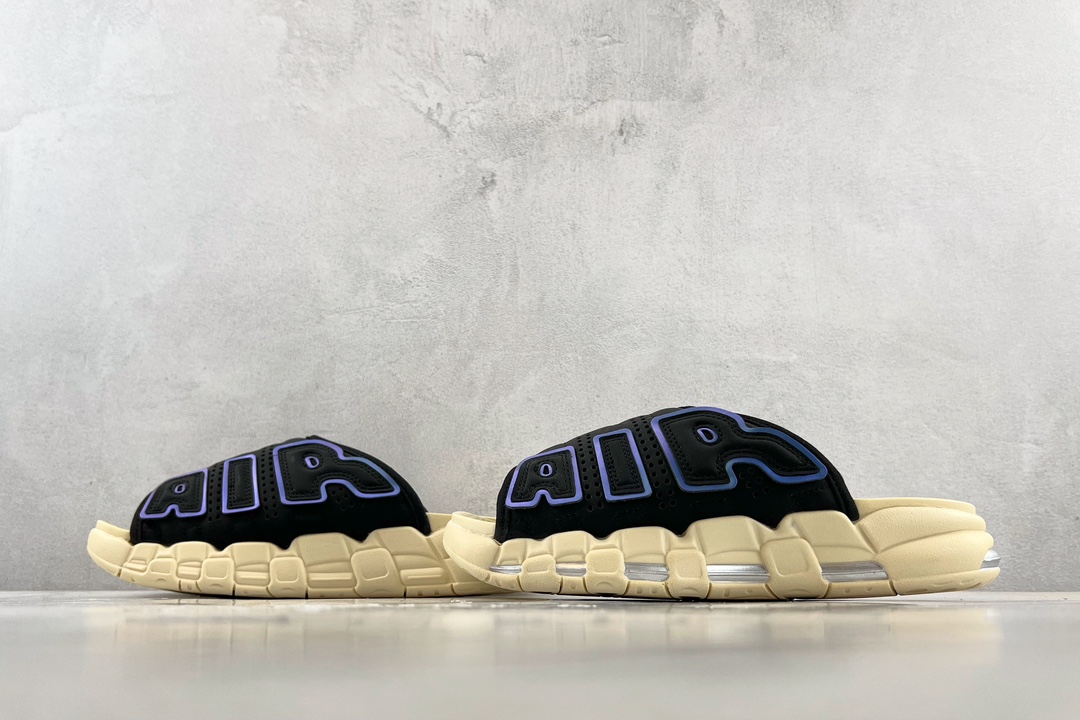 180 Nike Air More Uptempo Slide ”ridiscent'黑白 FB7802-001