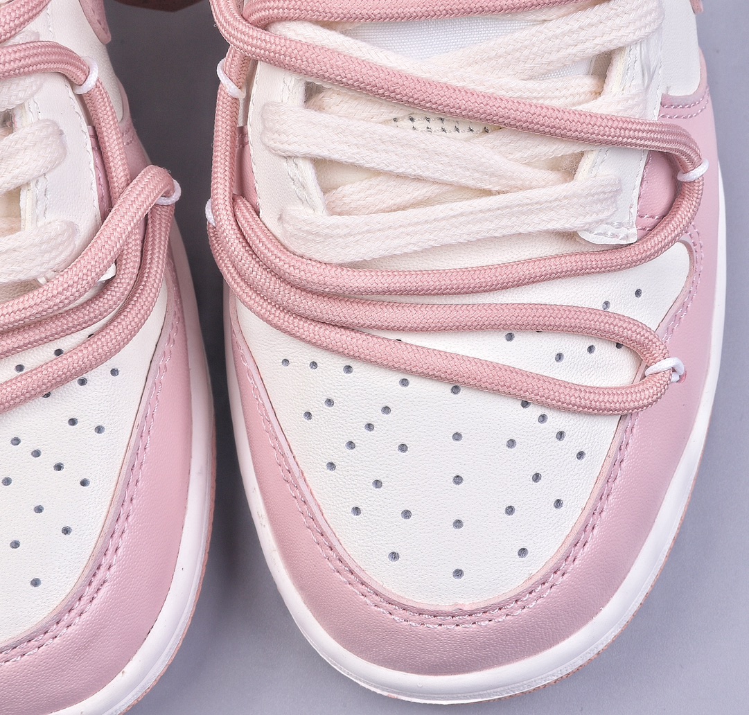 OW Custom K13 Nk Dunk Low ESS Custom Edition Rose Pink Retro Sweetheart Strap Low Top Casual Shoes DD1503-118