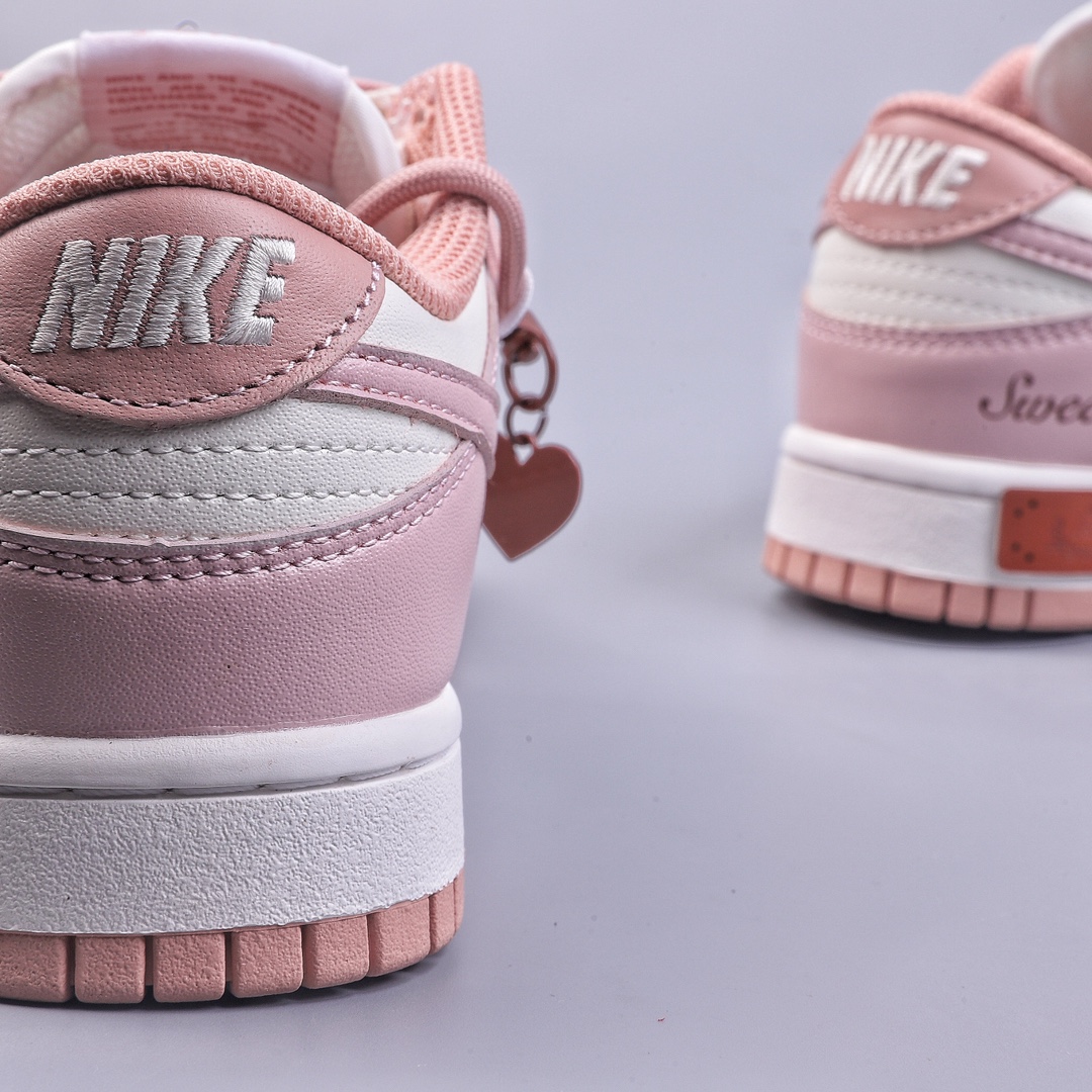 OW Custom K13 Nk Dunk Low ESS Custom Edition Rose Pink Retro Sweetheart Strap Low Top Casual Shoes DD1503-118