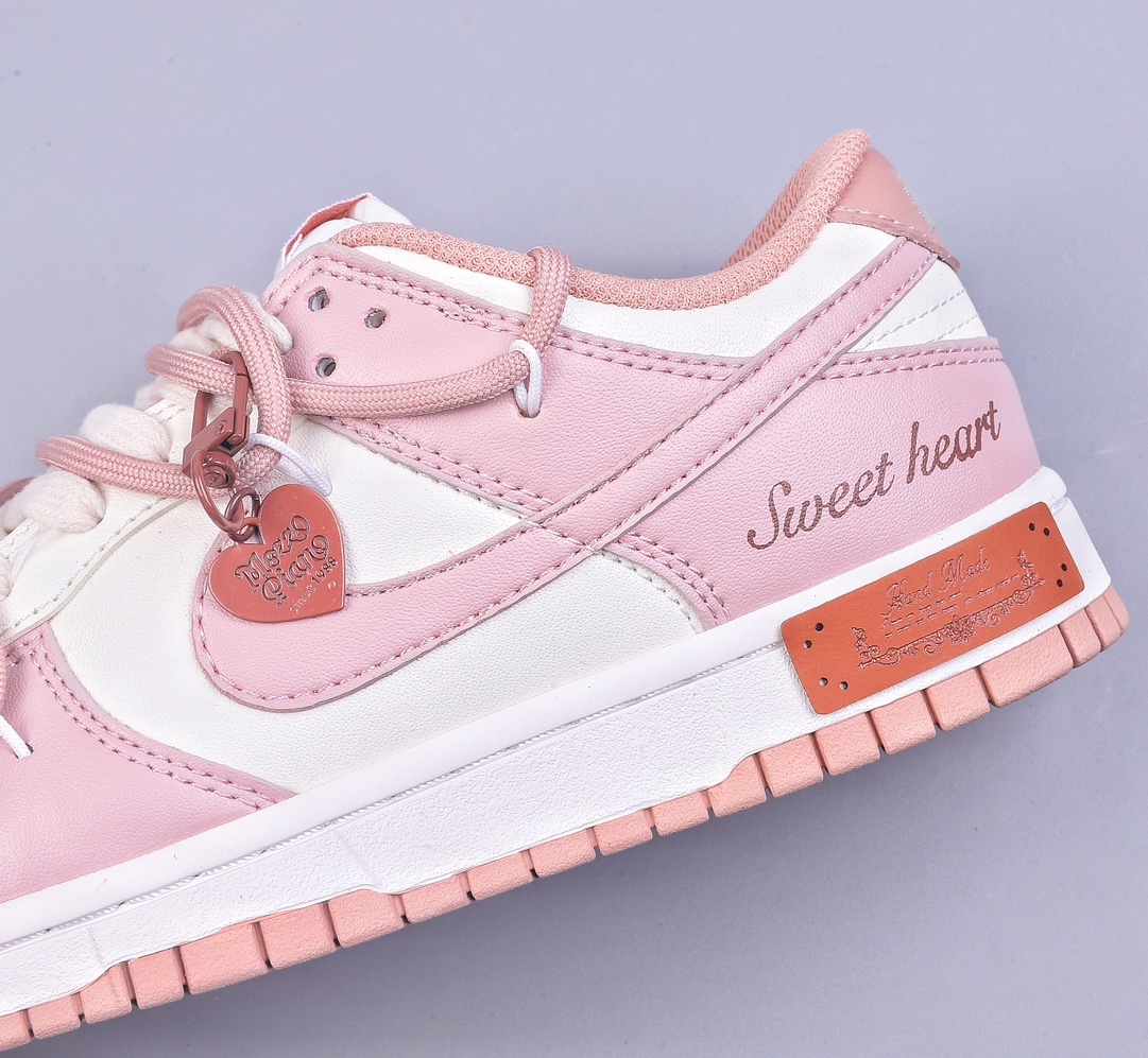 OW Custom K13 Nk Dunk Low ESS Custom Edition Rose Pink Retro Sweetheart Strap Low Top Casual Shoes DD1503-118