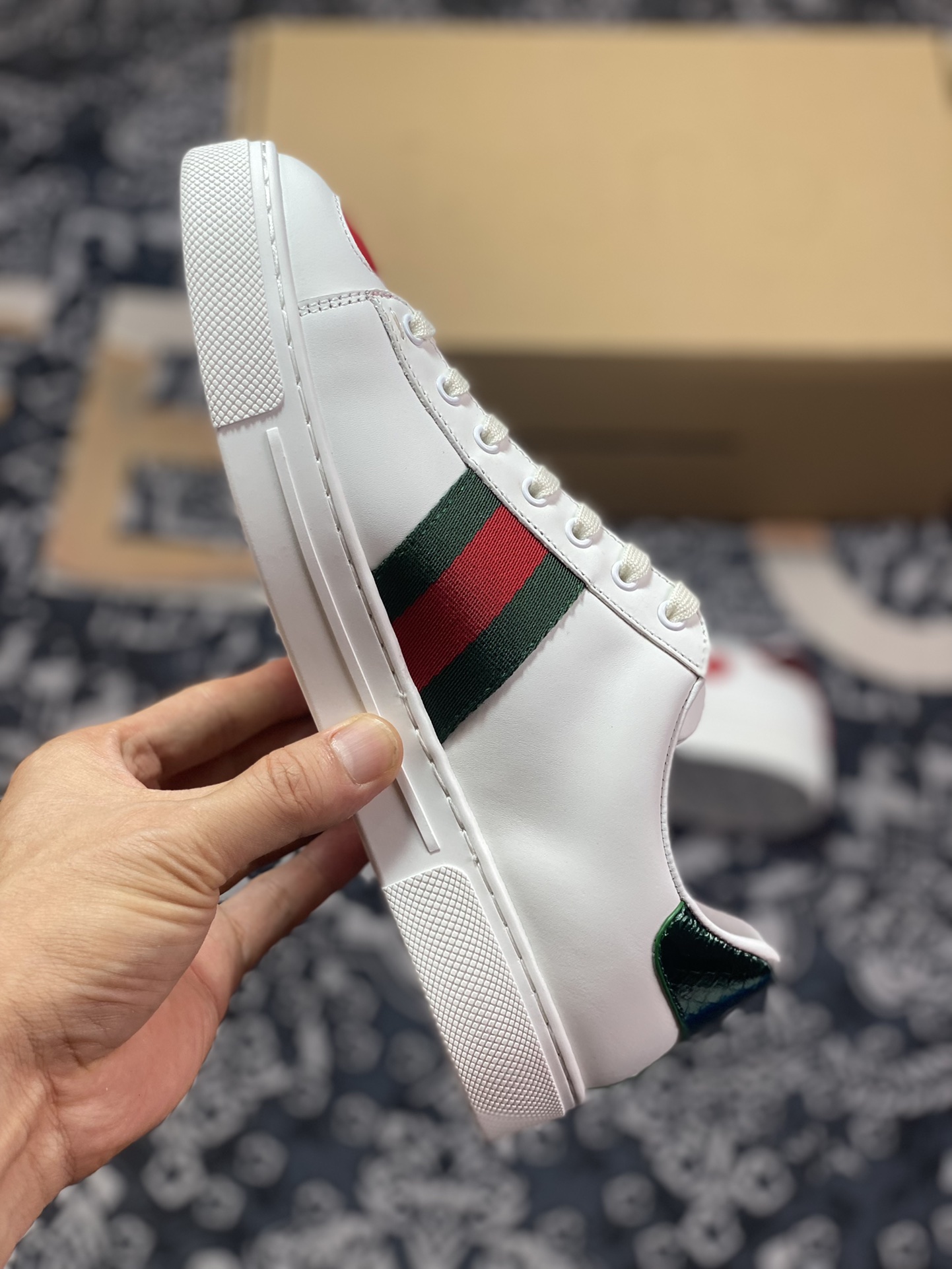 Gucci 1970 ACE Low Sneaker series low-top retro sneakers ”leather white red green love Valentine's Day” 747953 AAB8C 9113