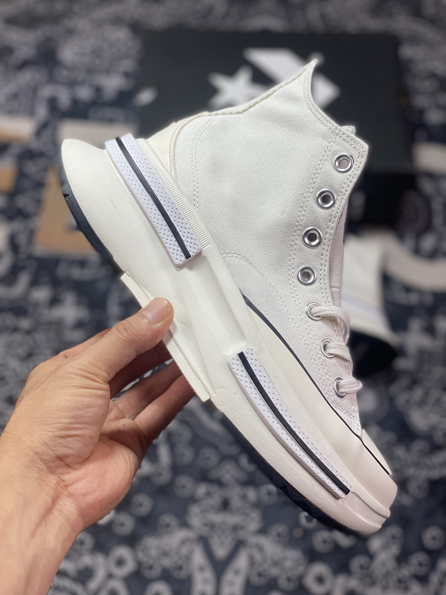 Converse Run Star Legacy stitching thick-soled sandwich panda color heightening canvas shoes