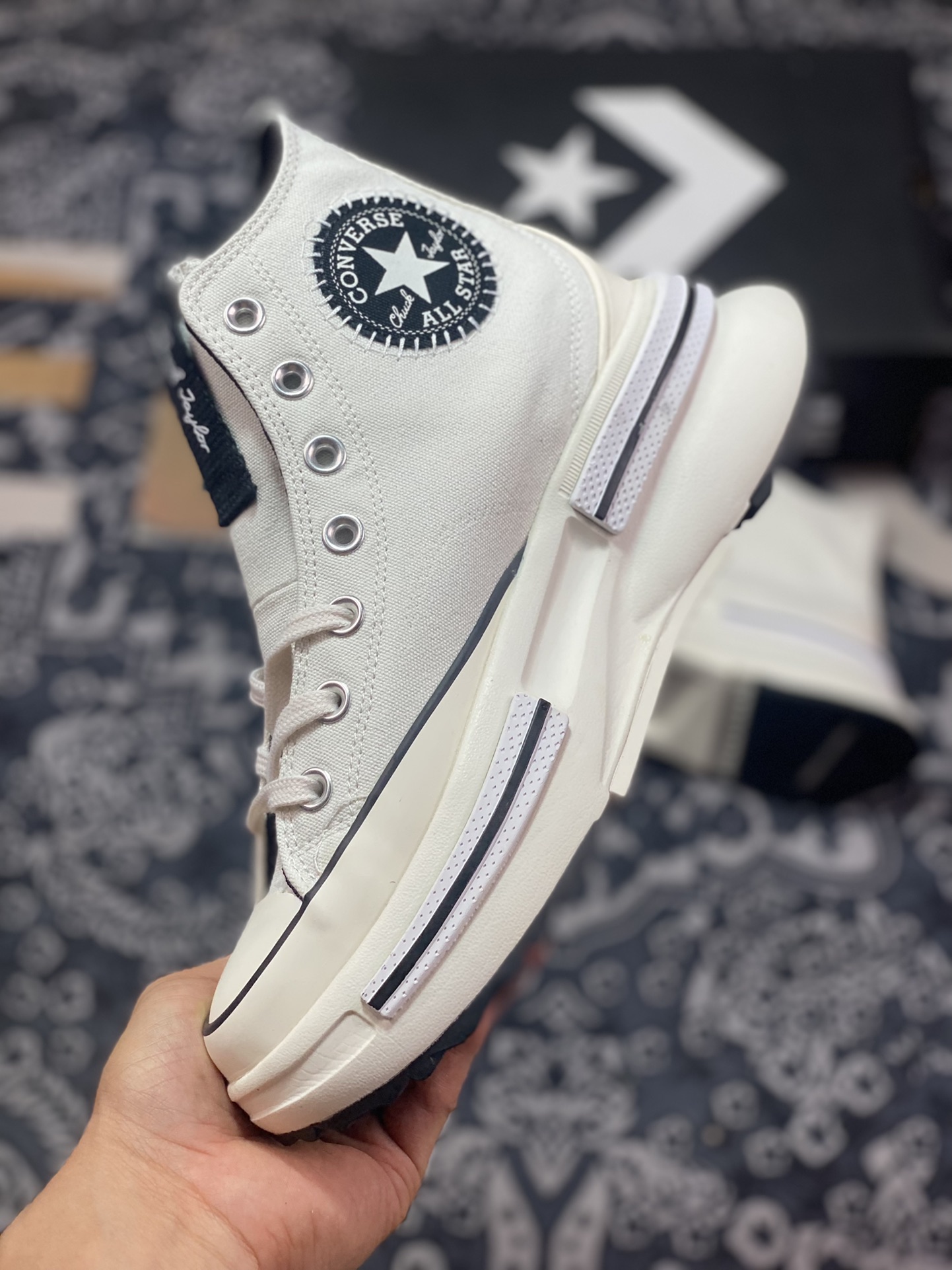 Converse Run Star Legacy stitching thick-soled sandwich panda color heightening canvas shoes