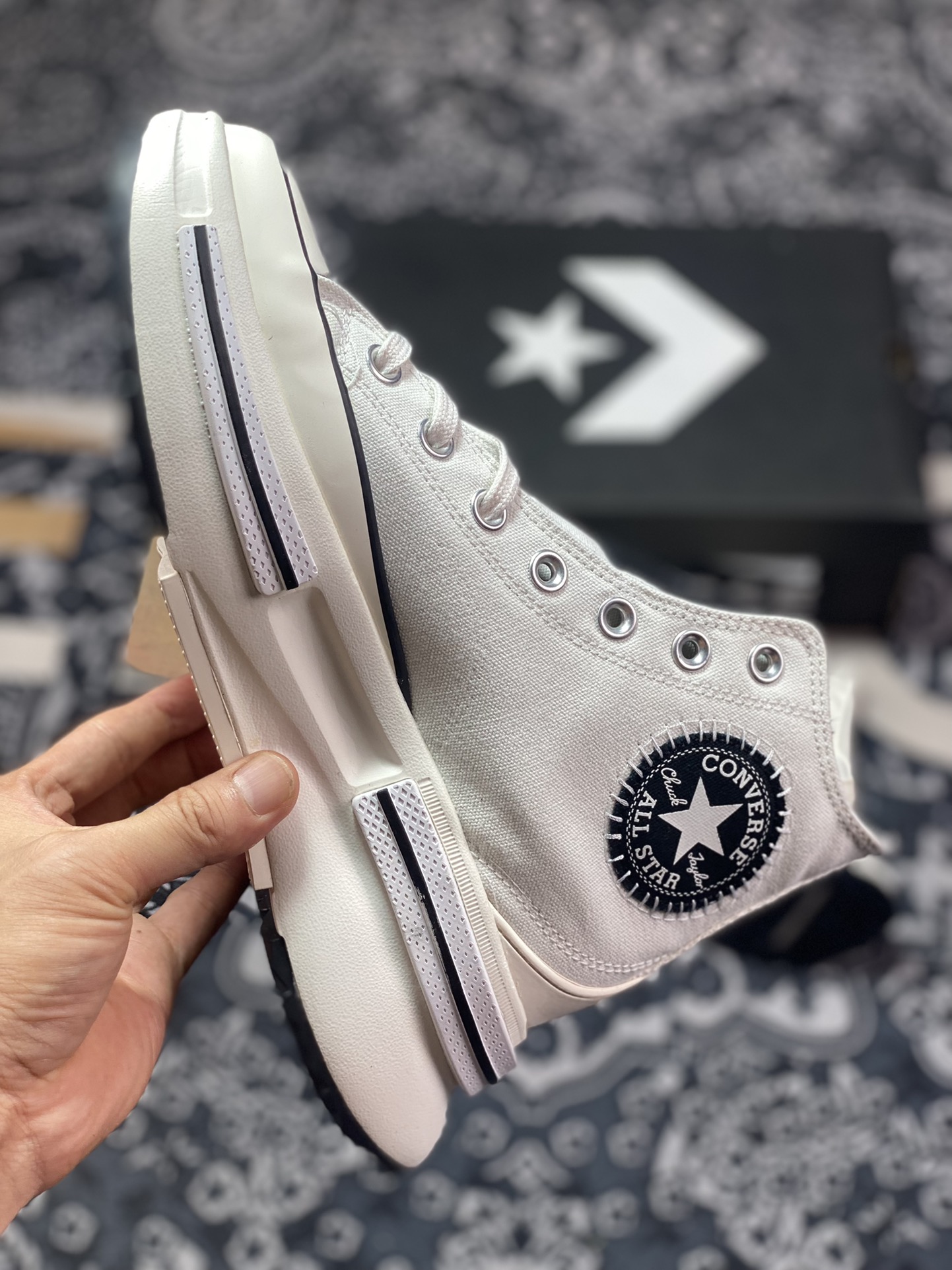 Converse Run Star Legacy stitching thick-soled sandwich panda color heightening canvas shoes