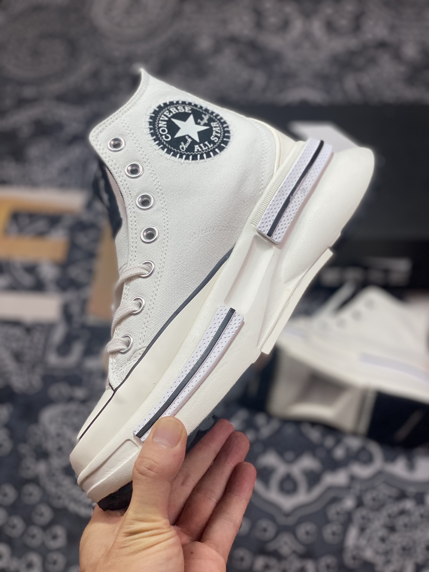 Converse Run Star Legacy stitching thick-soled sandwich panda color heightening canvas shoes