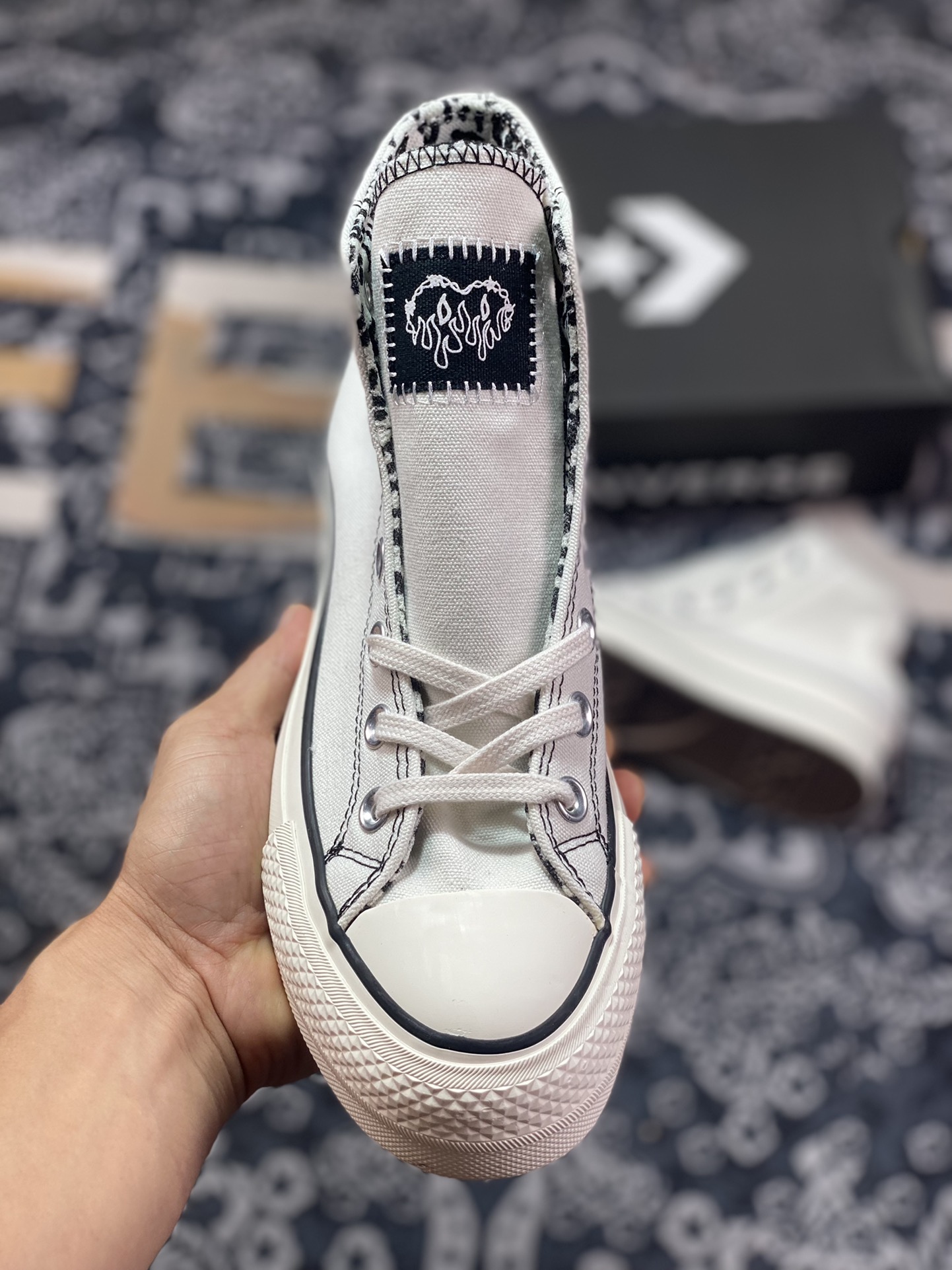 Open Converse All Star Lift Black and White Panda Official Black and White Thick-soled Casual Canvas Shoes