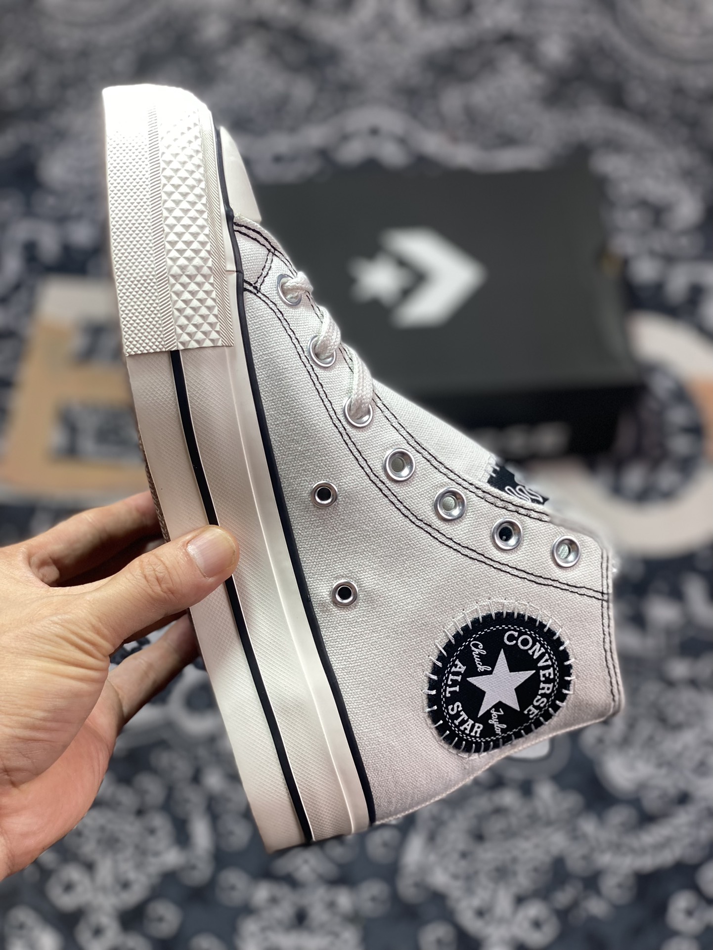 Open Converse All Star Lift Black and White Panda Official Black and White Thick-soled Casual Canvas Shoes