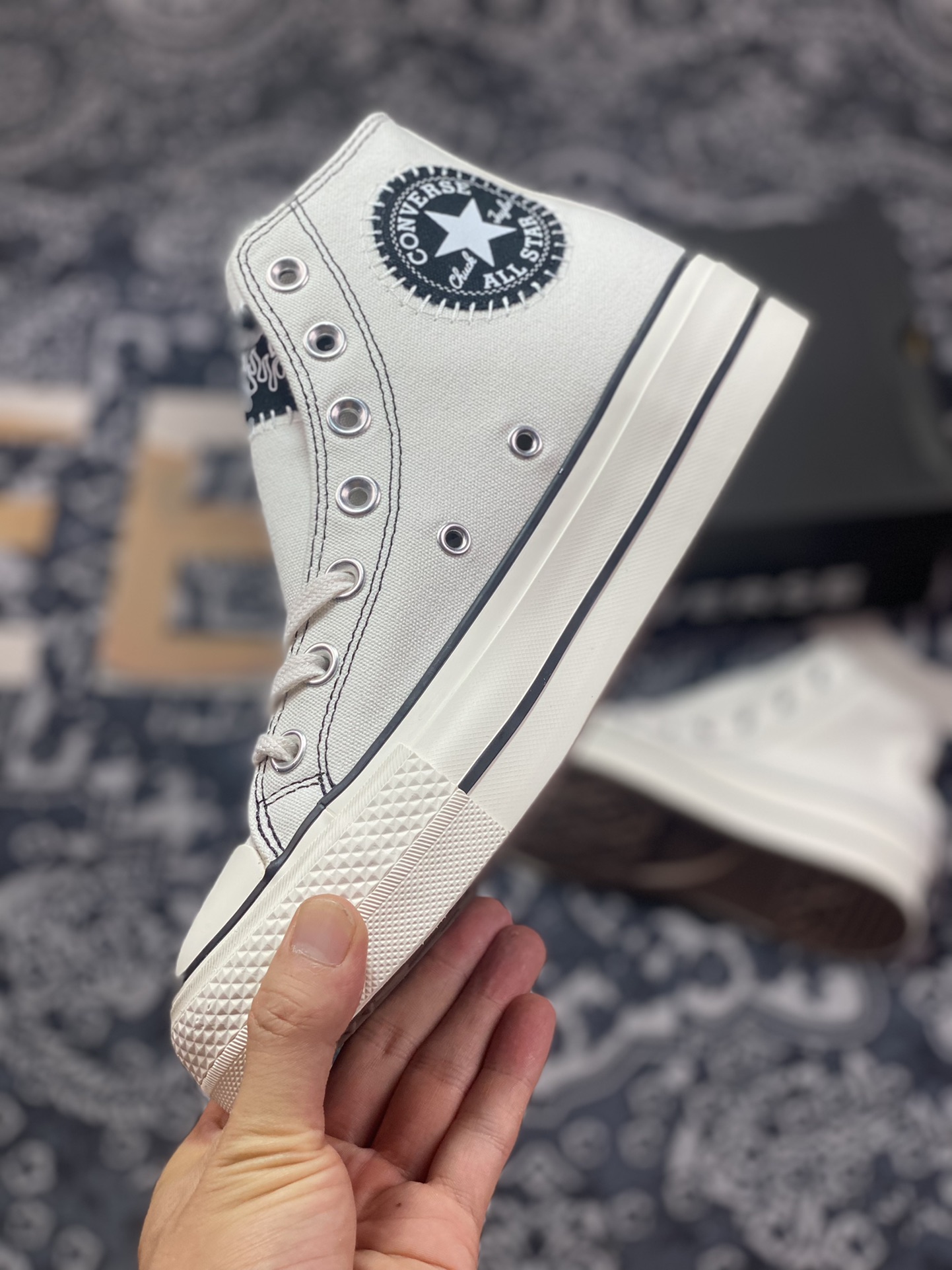 Open Converse All Star Lift Black and White Panda Official Black and White Thick-soled Casual Canvas Shoes