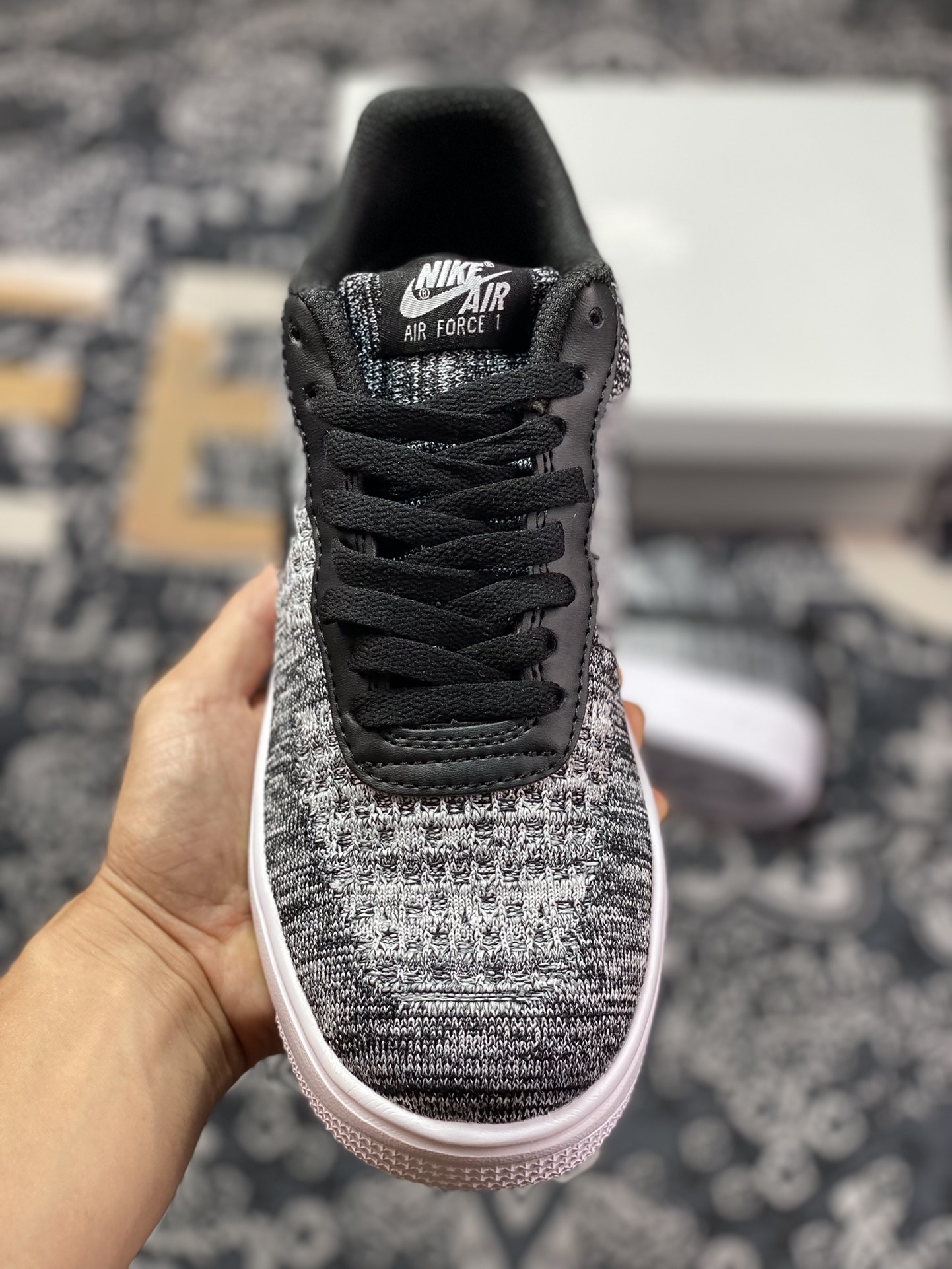 Nike Air Force 1 Low Flyknit ”White/Black/Oreo” 2.0 Air Force 1 running shoes ”Knitted black and white Oreo” AV3042-001