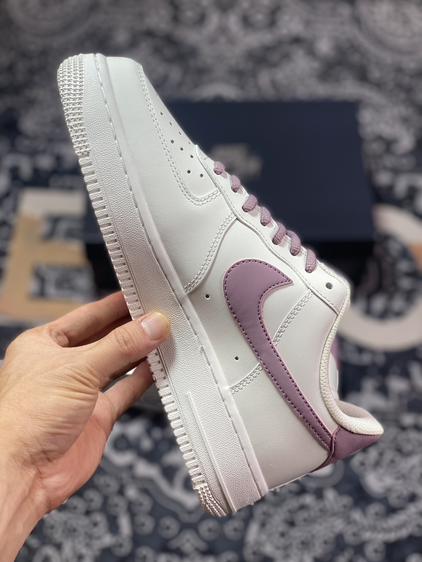 Nike Air Force 1'07 Low”White/Berry Purple 3M” Air Force One Classic Low-Top Sneakers ”Leather White Berry Purple Reflective Hooks” CQ5059-228