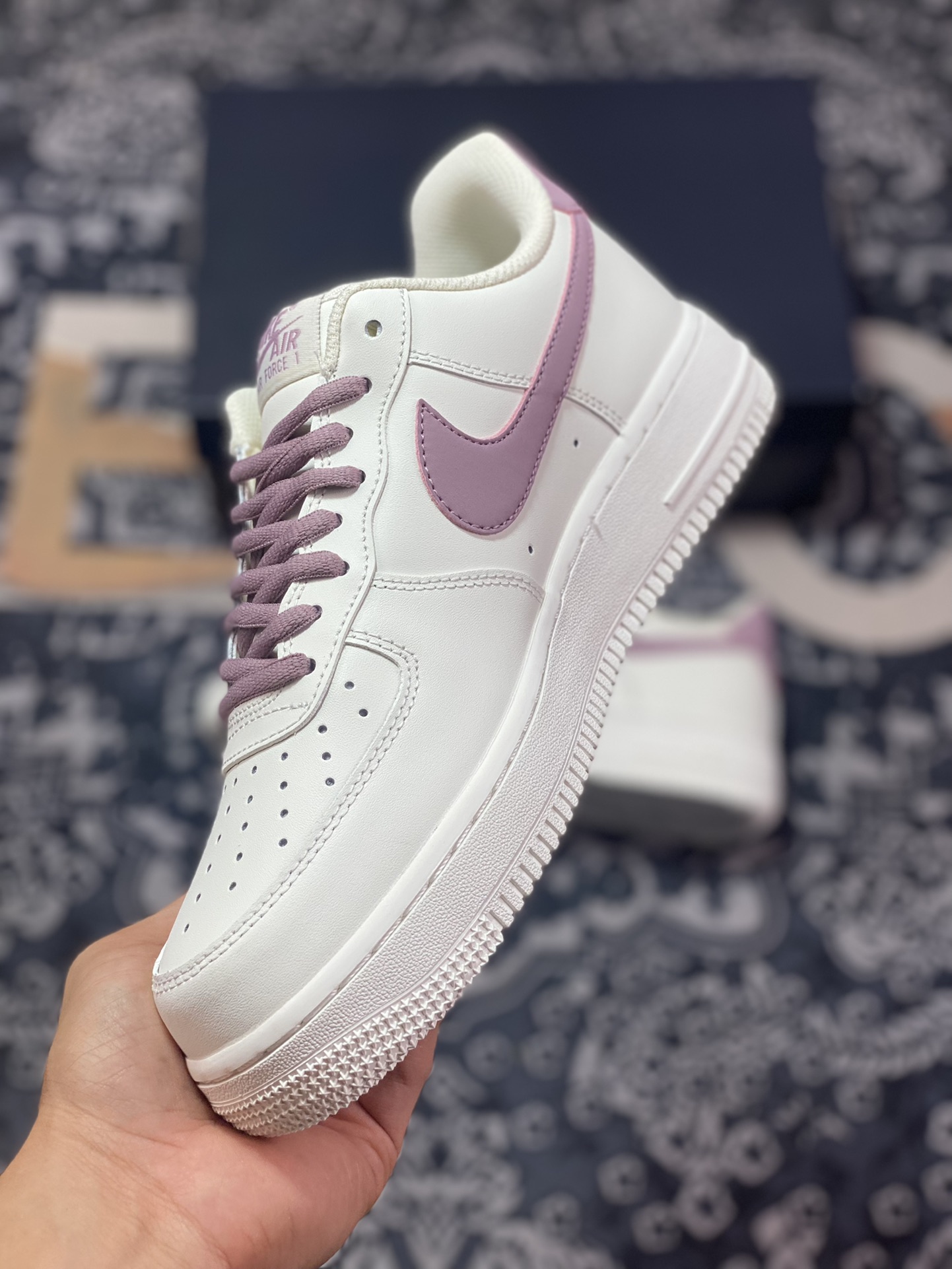 Nike Air Force 1'07 Low”White/Berry Purple 3M” Air Force One Classic Low-Top Sneakers ”Leather White Berry Purple Reflective Hooks” CQ5059-228