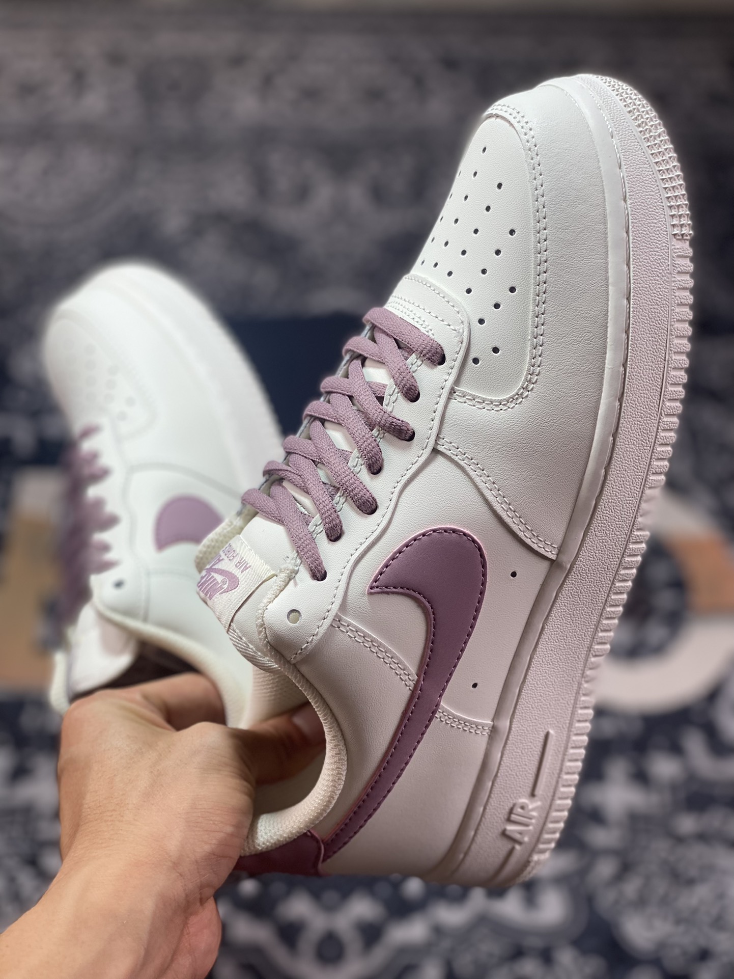 Nike Air Force 1'07 Low”White/Berry Purple 3M” Air Force One Classic Low-Top Sneakers ”Leather White Berry Purple Reflective Hooks” CQ5059-228