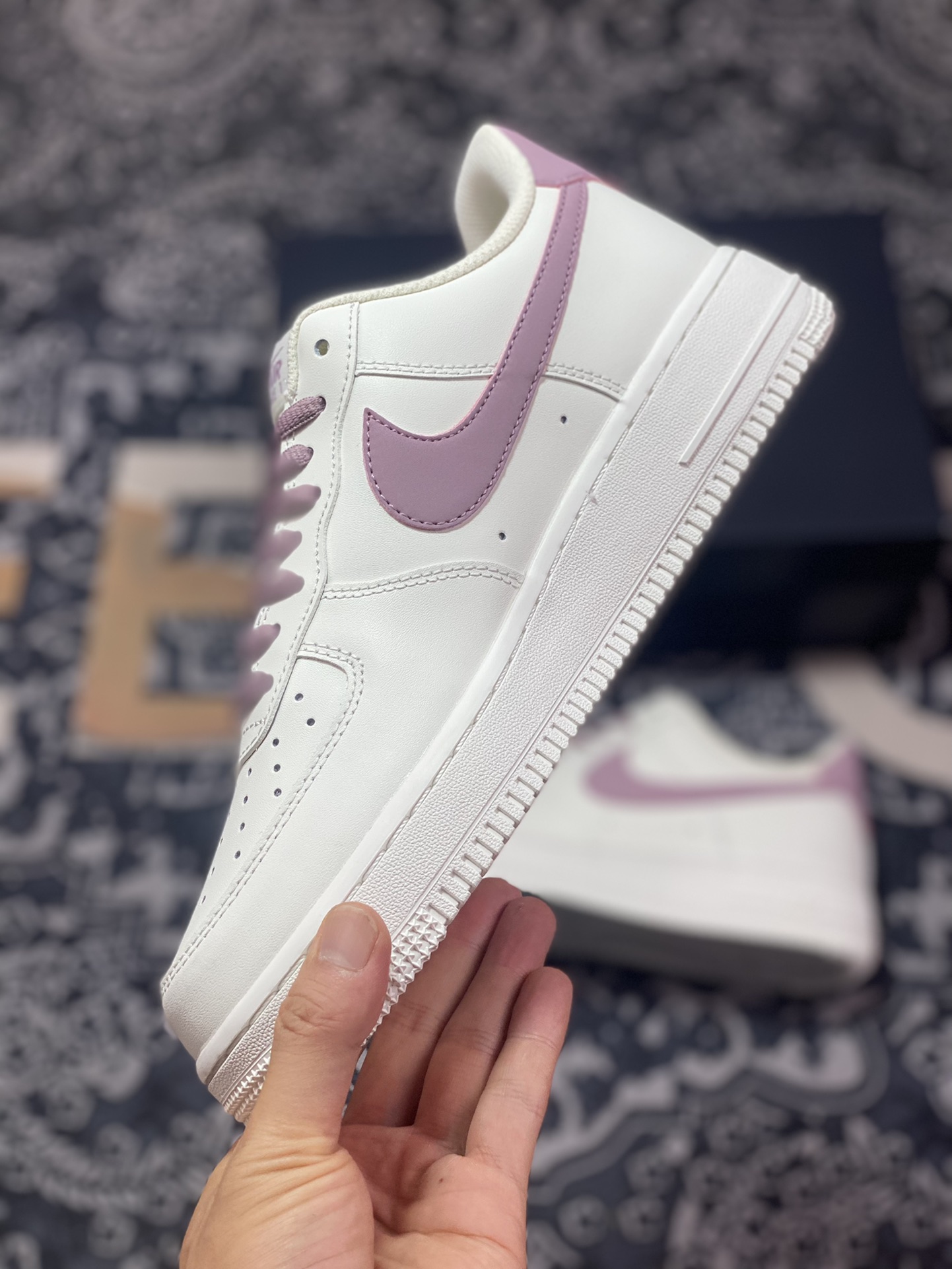 Nike Air Force 1'07 Low”White/Berry Purple 3M” Air Force One Classic Low-Top Sneakers ”Leather White Berry Purple Reflective Hooks” CQ5059-228