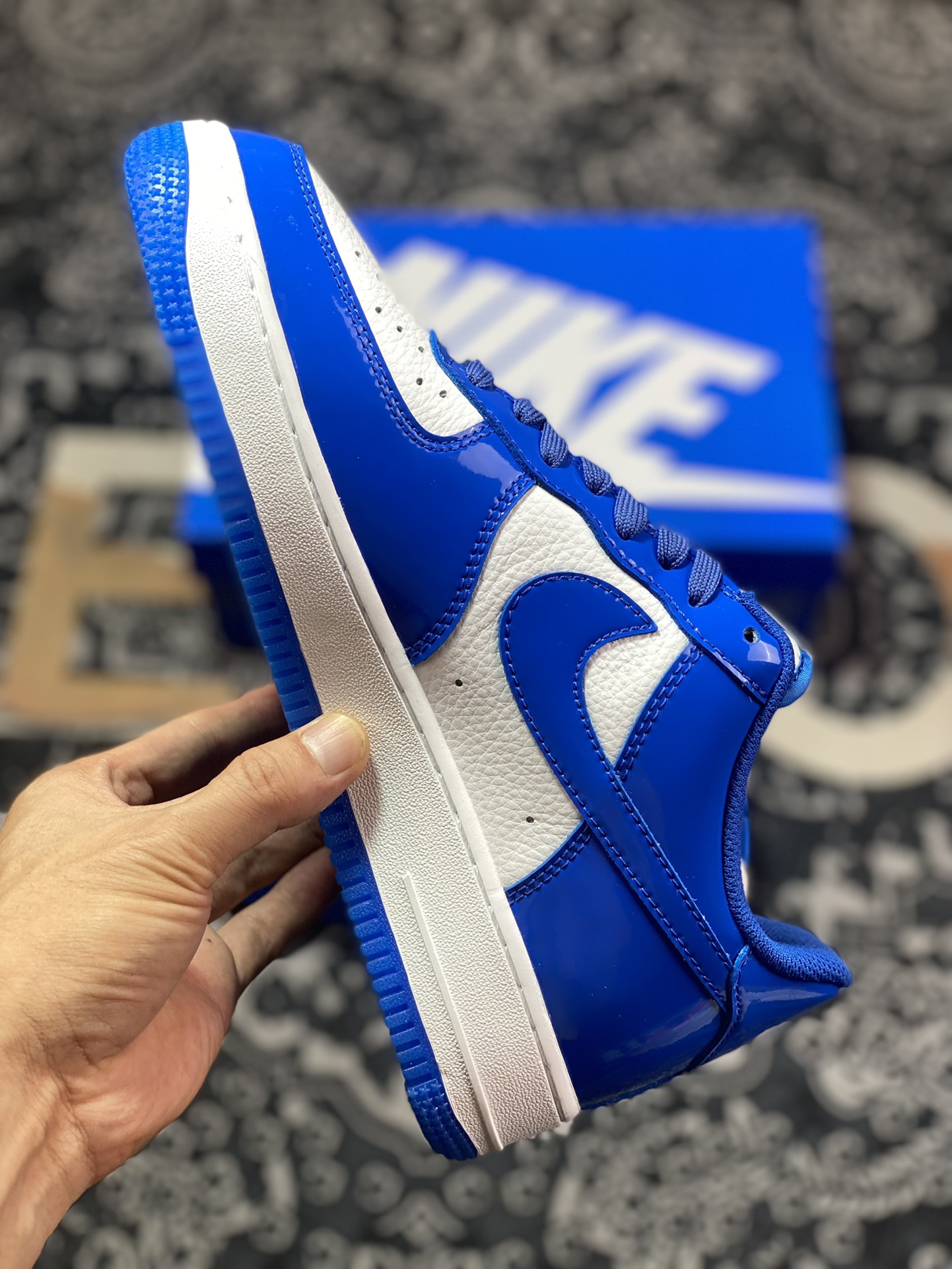 Nike Air Force 1'07 Low ”Royal Blue/White” Air Force One series classic low-top sneakers ”Patent Leather Royal Blue and White” HP3656-555