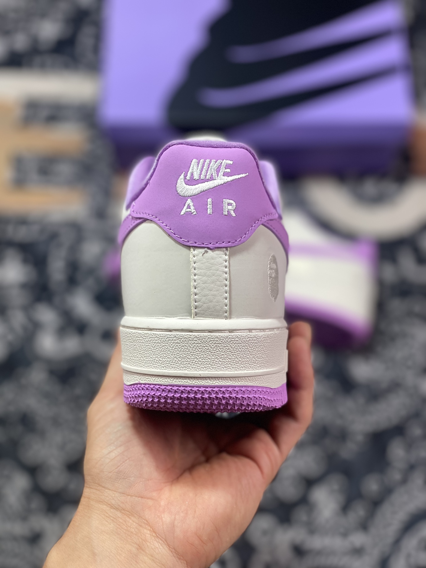 Nike Air Force 1 Sta Low ”Milk White/Purple Pink” Air Force One sneakers ”Splicing off-white purple pink ape head embroidery” BS9055-751