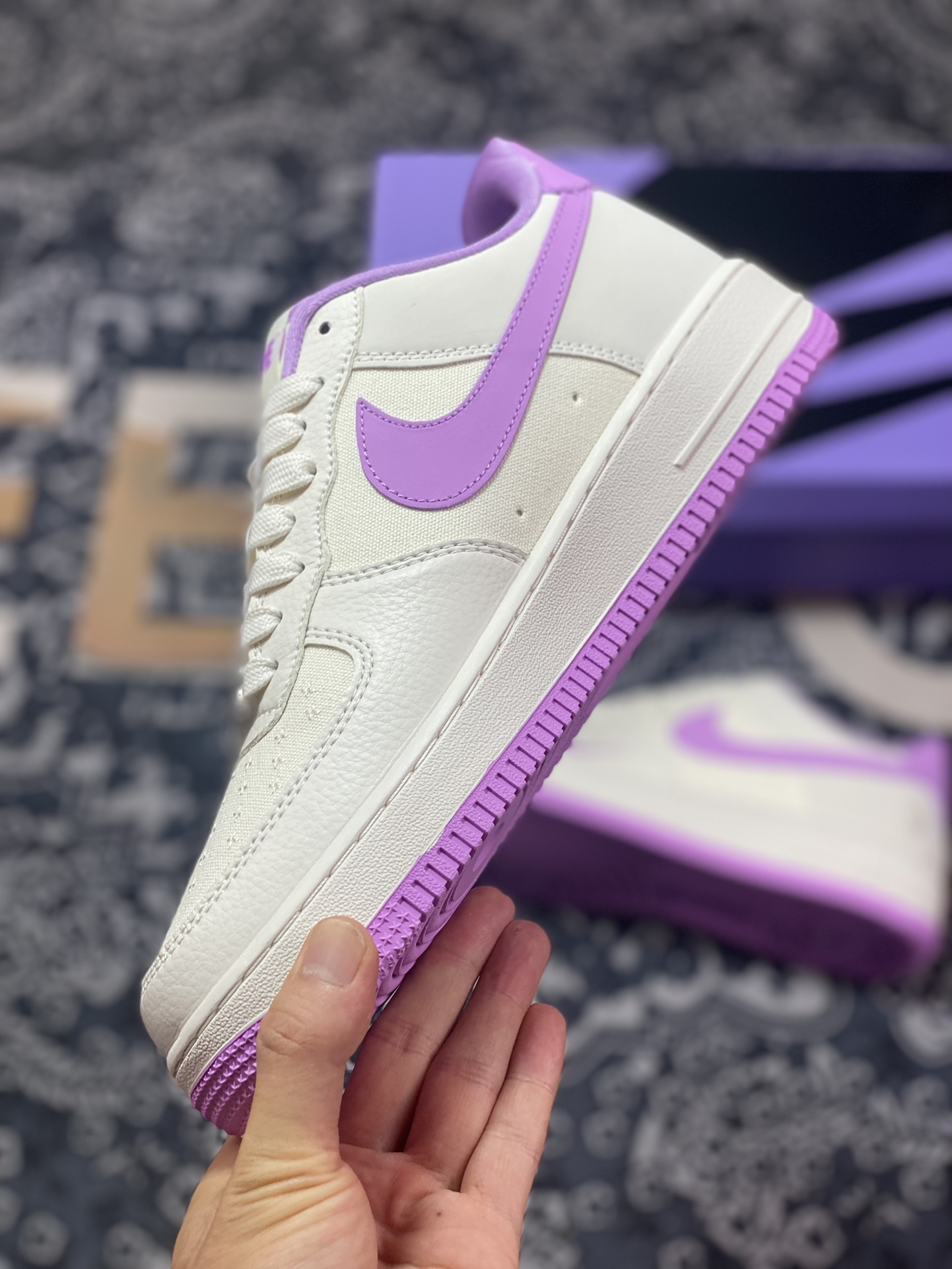 Nike Air Force 1 Sta Low ”Milk White/Purple Pink” Air Force One sneakers ”Splicing off-white purple pink ape head embroidery” BS9055-751