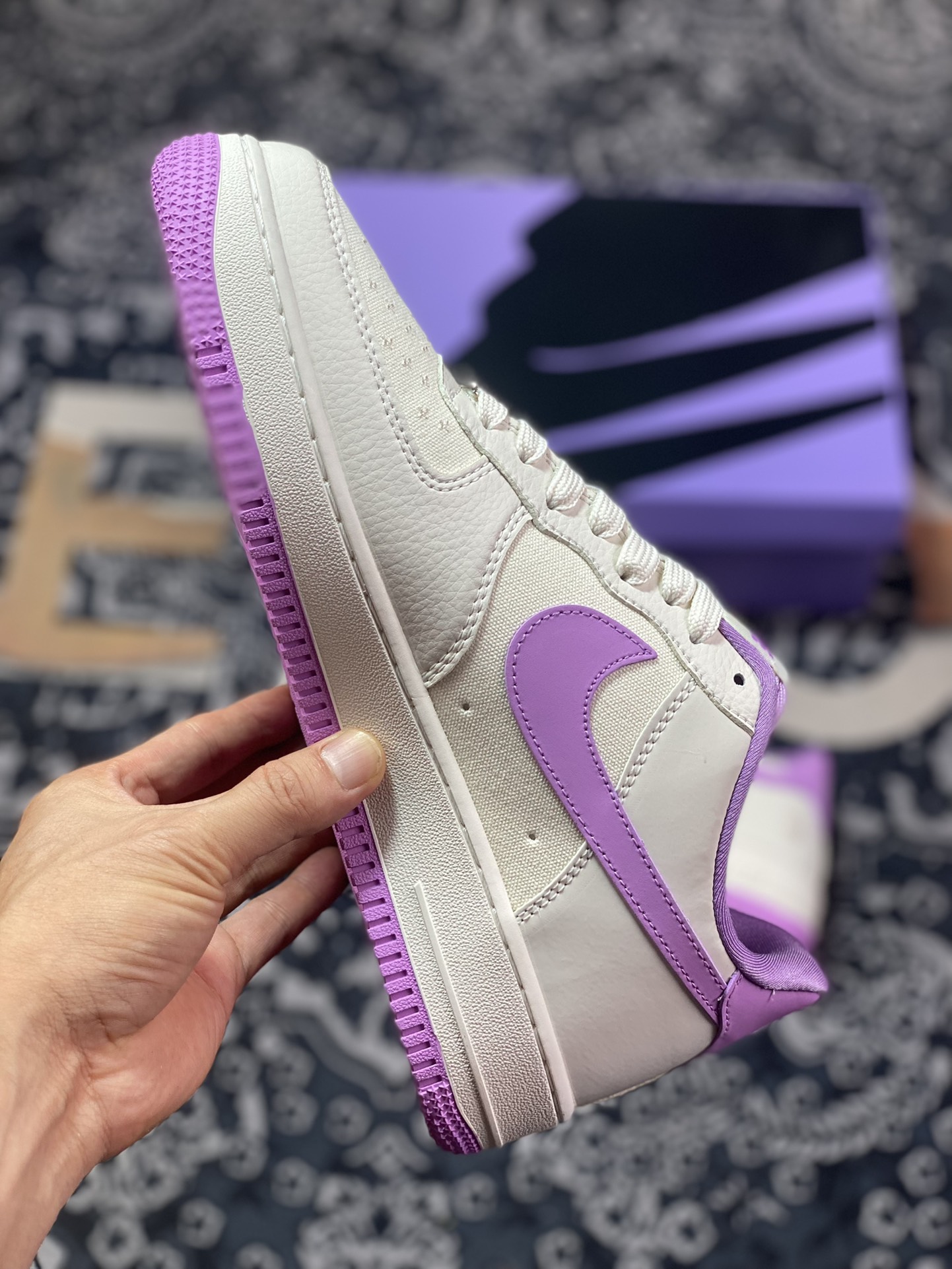 Nike Air Force 1 Sta Low ”Milk White/Purple Pink” Air Force One sneakers ”Splicing off-white purple pink ape head embroidery” BS9055-751