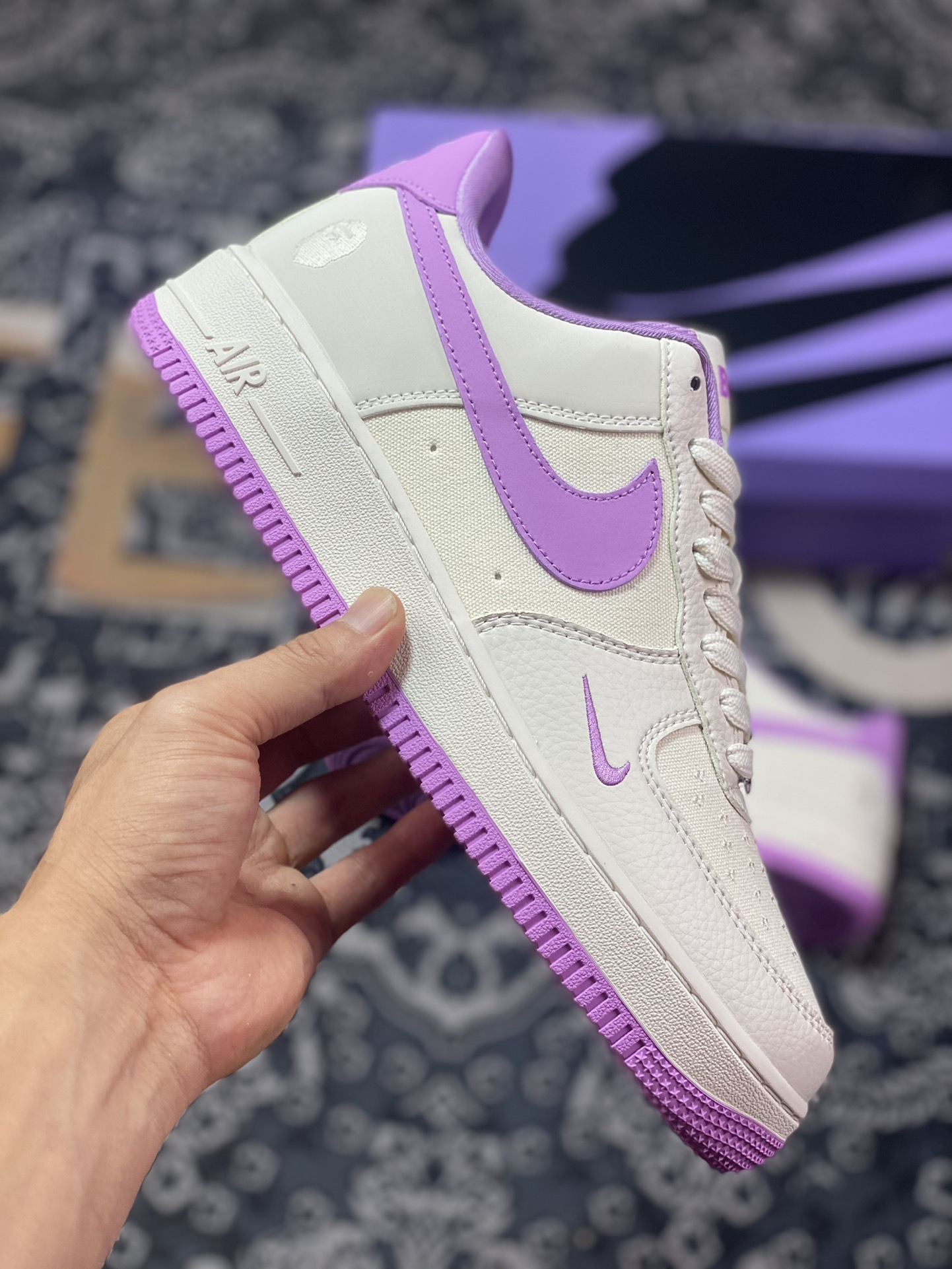 Nike Air Force 1 Sta Low ”Milk White/Purple Pink” Air Force One sneakers ”Splicing off-white purple pink ape head embroidery” BS9055-751