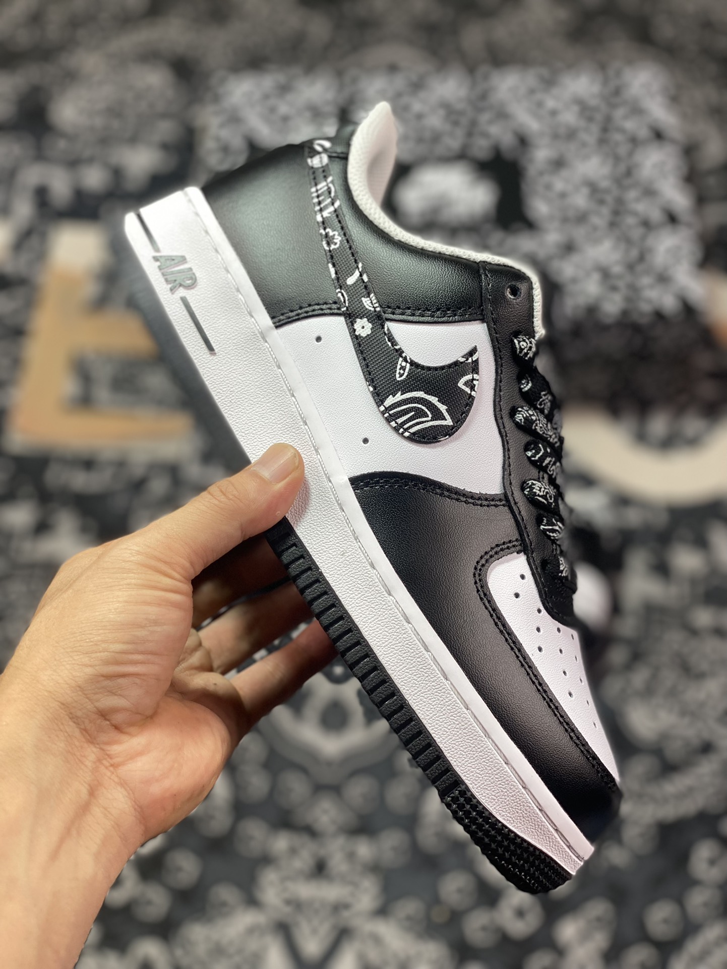 Nike Air Force 1'07 Low”Black Paisley”Air Force One Sneakers”Leather Black and White Cashew Reflective”XM6389-316