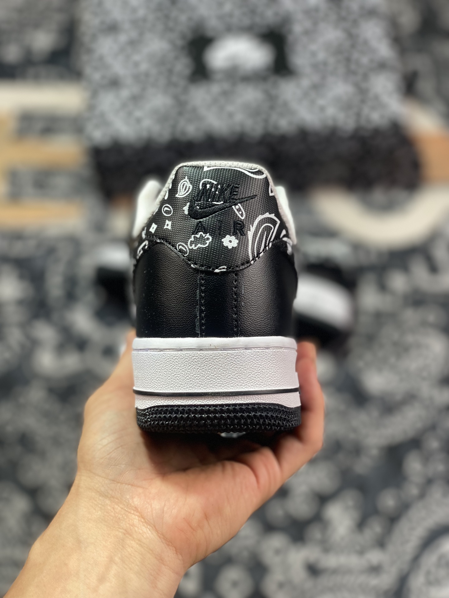 Nike Air Force 1'07 Low”Black Paisley”Air Force One Sneakers”Leather Black and White Cashew Reflective”XM6389-316