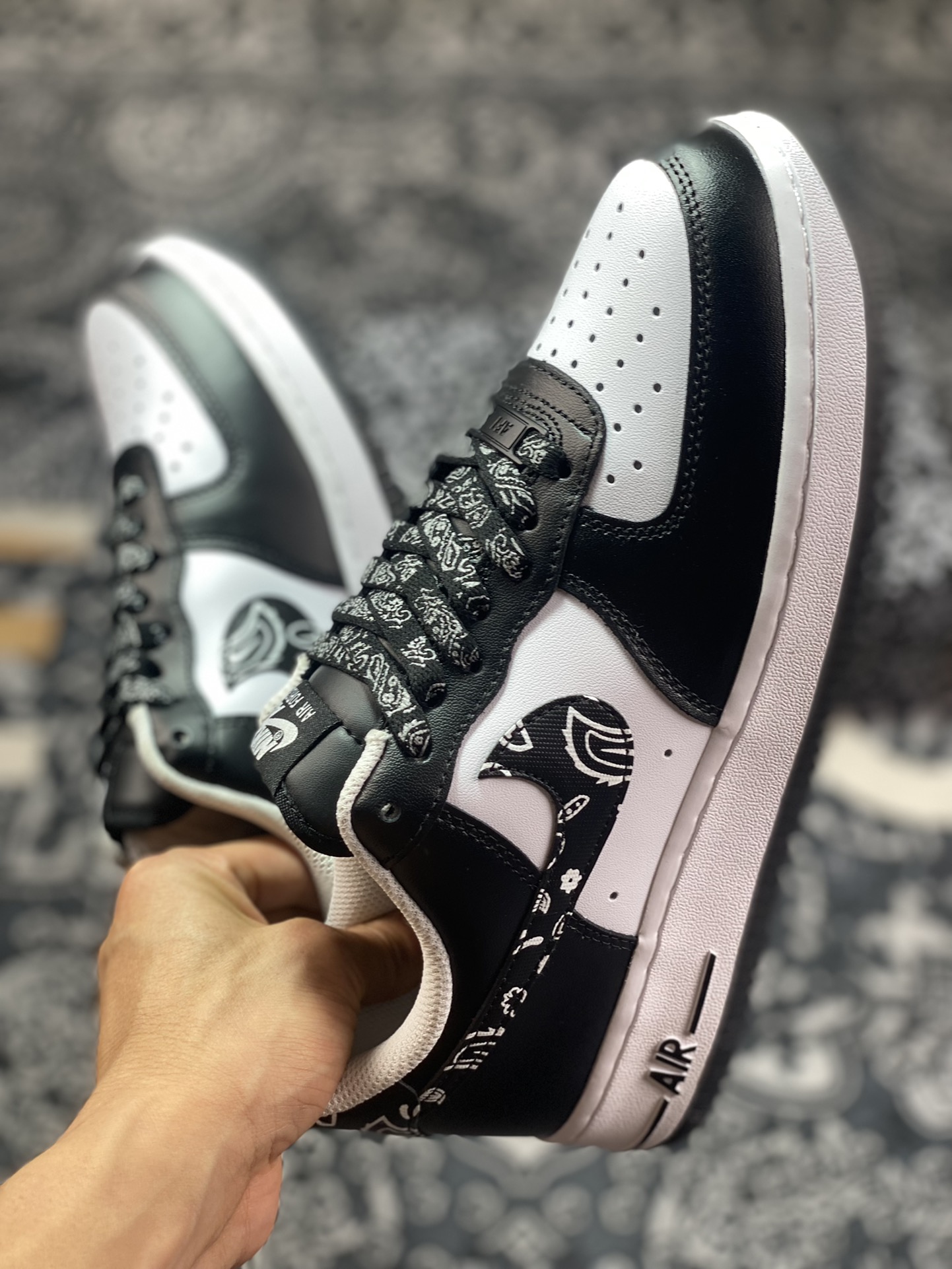 Nike Air Force 1'07 Low”Black Paisley”Air Force One Sneakers”Leather Black and White Cashew Reflective”XM6389-316