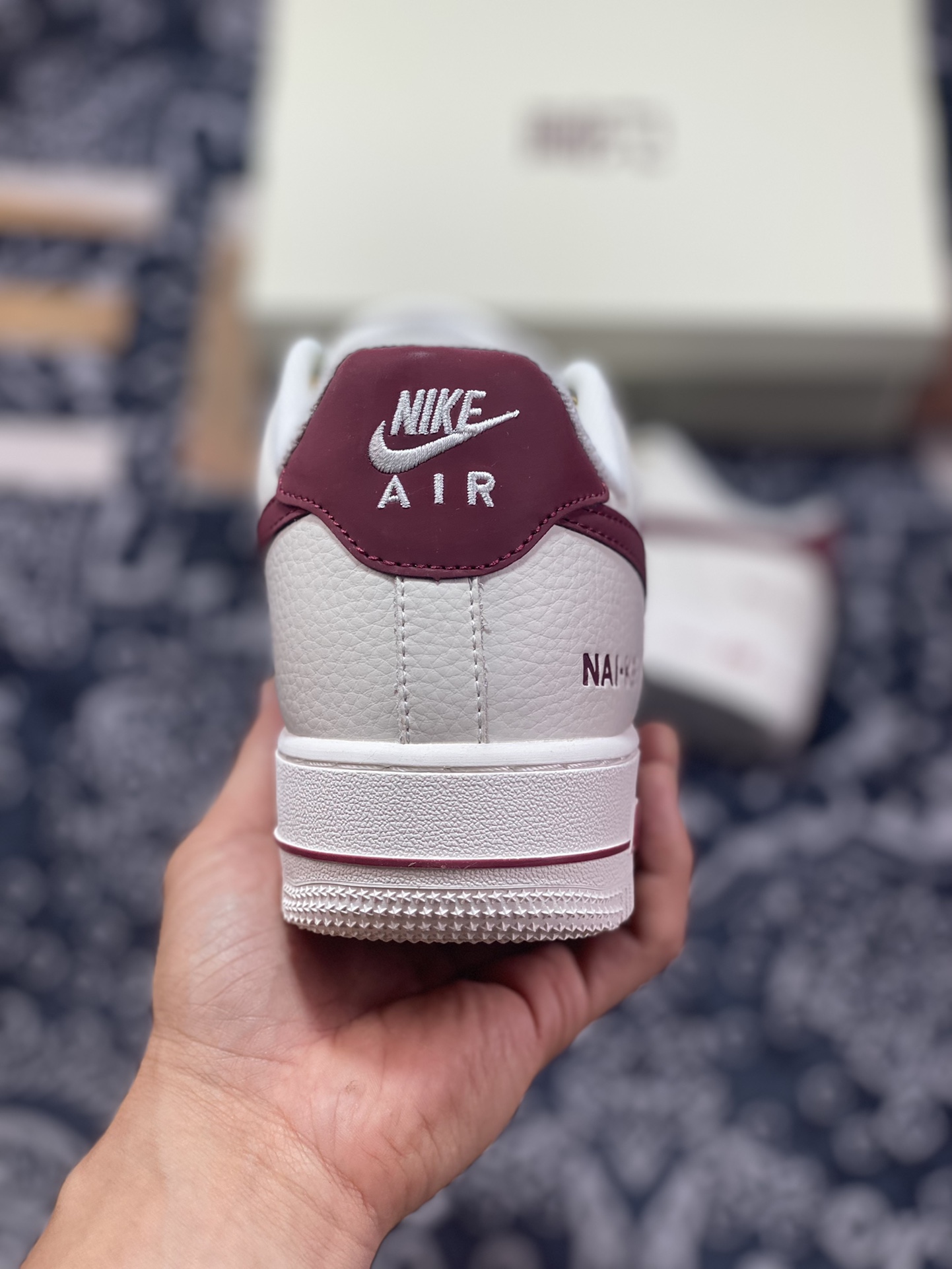 Nike Air Force 1'07”NAI-KE/Beige/Wine Red” Air Force One Sneakers ”NAIKE Beige Wine Red Hook” NK0621-911