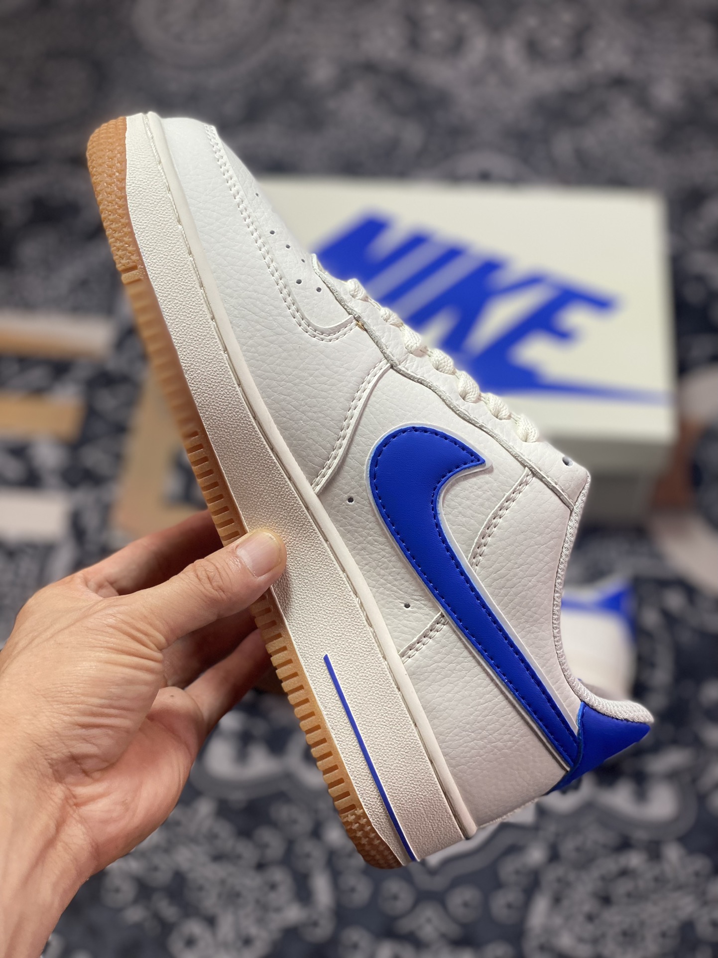 Nike Air Force 1'07 Low”Beige/Royal Blue/Gum” Air Force One classic low-top sneakers ”Leather off-white royal blue hook” WA0531-302