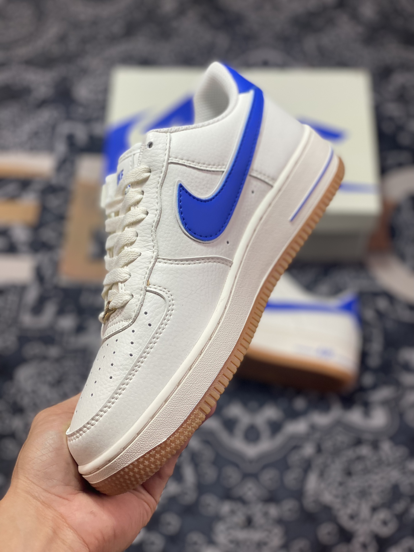 Nike Air Force 1'07 Low”Beige/Royal Blue/Gum” Air Force One classic low-top sneakers ”Leather off-white royal blue hook” WA0531-302