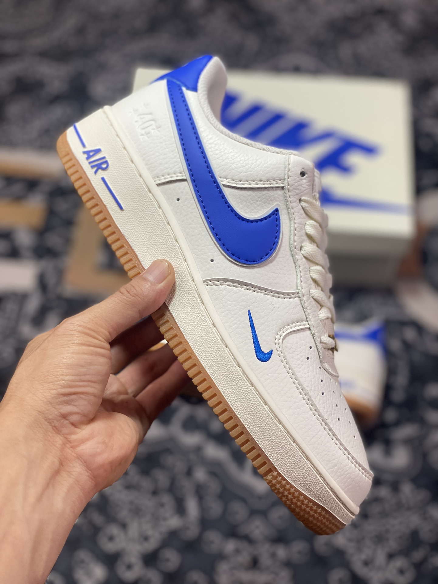 Nike Air Force 1'07 Low”Beige/Royal Blue/Gum” Air Force One classic low-top sneakers ”Leather off-white royal blue hook” WA0531-302