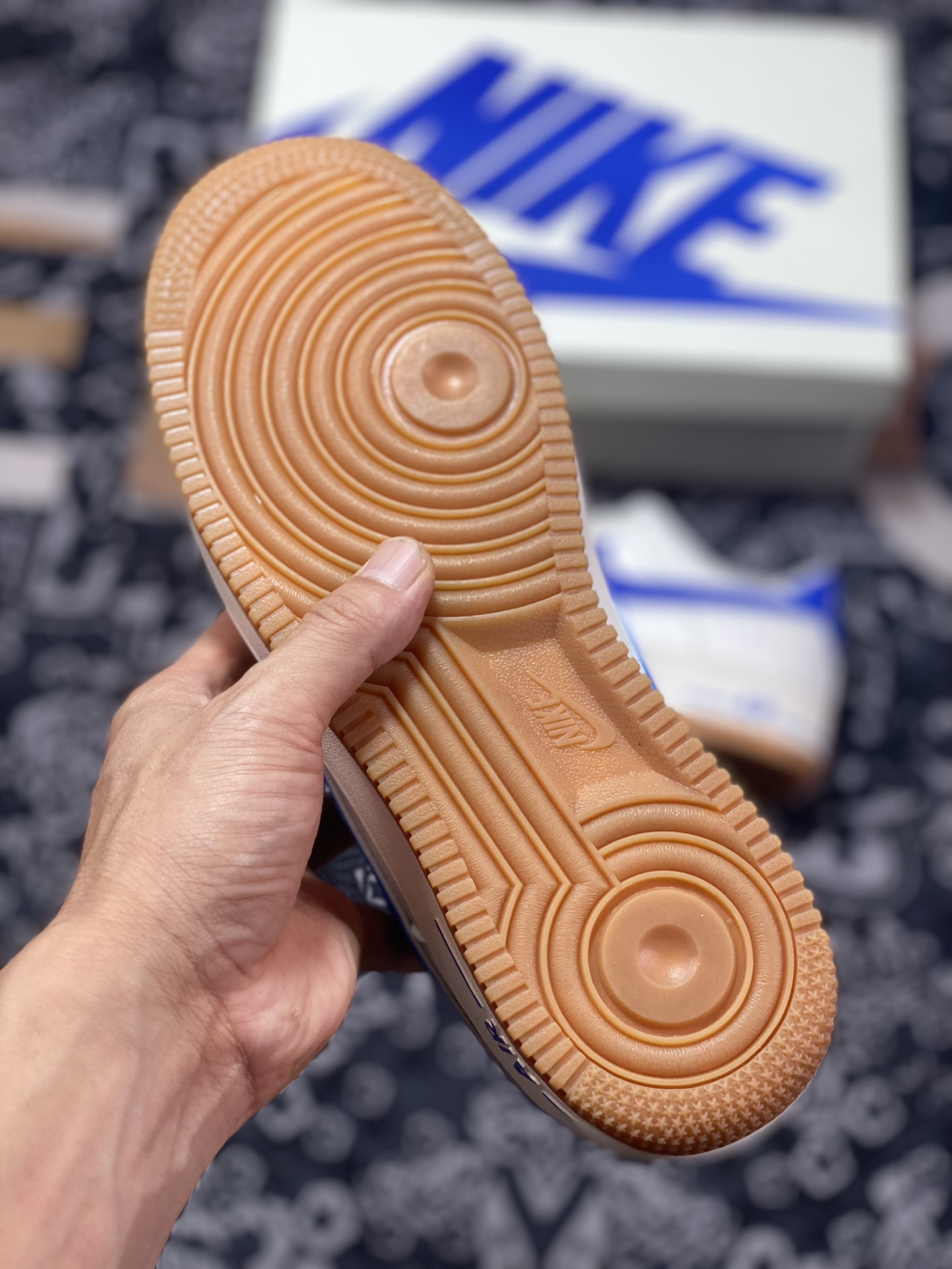 Nike Air Force 1'07 Low”Beige/Royal Blue/Gum” Air Force One classic low-top sneakers ”Leather off-white royal blue hook” WA0531-302