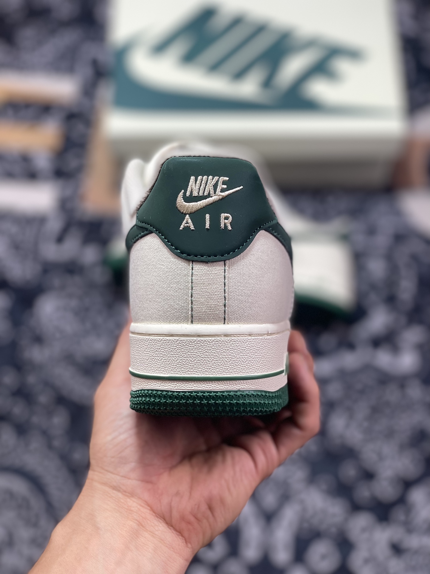 Nike Air Force 1'07 Low QS”Sail/Dark Green/Reflection 3M” Air Force One Sneakers ”Canvas Off-White Dark Green Reflective Stars” TQ1456-266