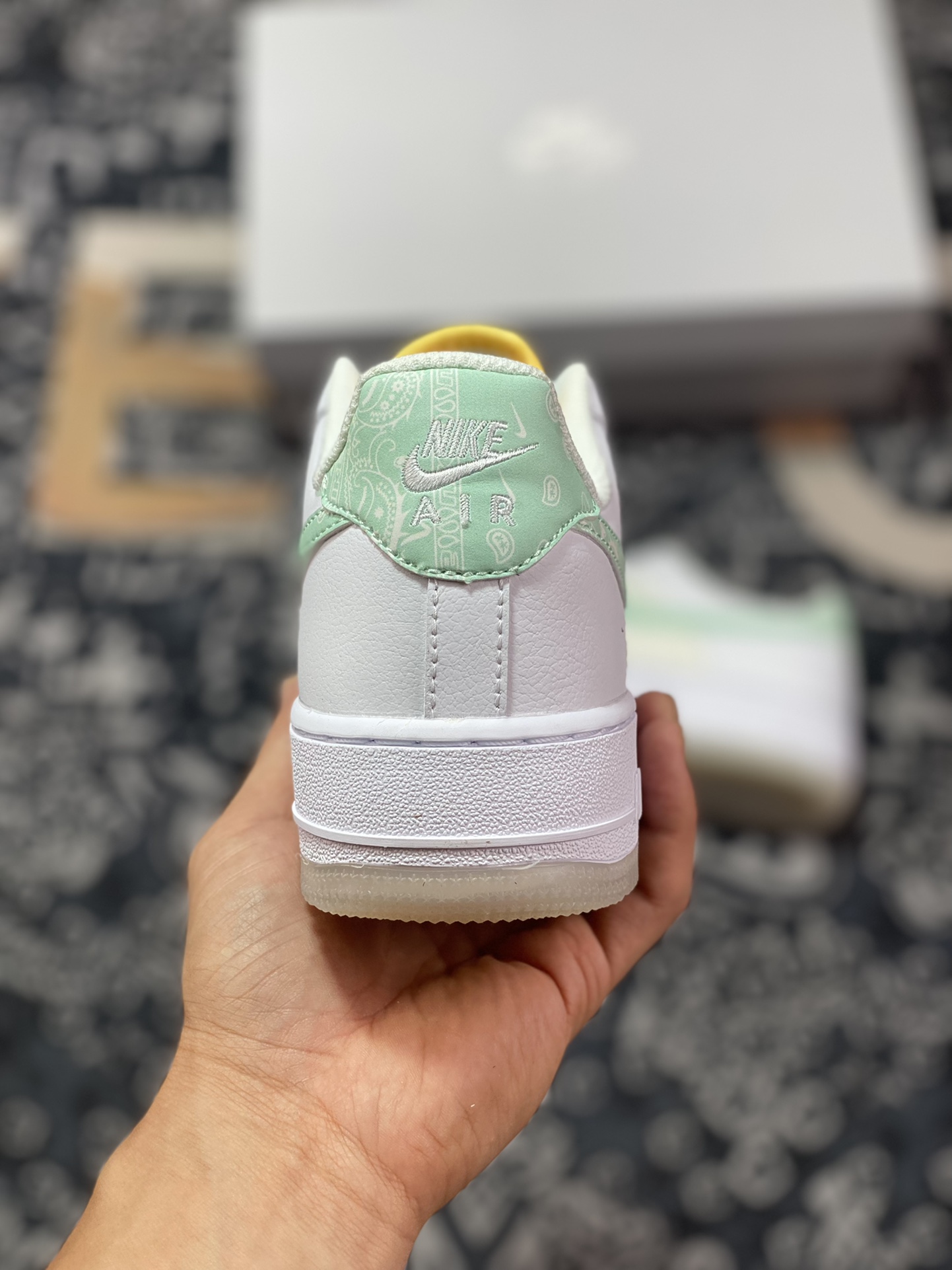 Nike Air Force 1'07 Low GS”Pastel Paisley” Air Force One Sneakers ”Leather White Rice Green Cashew Flower” FJ7706-131