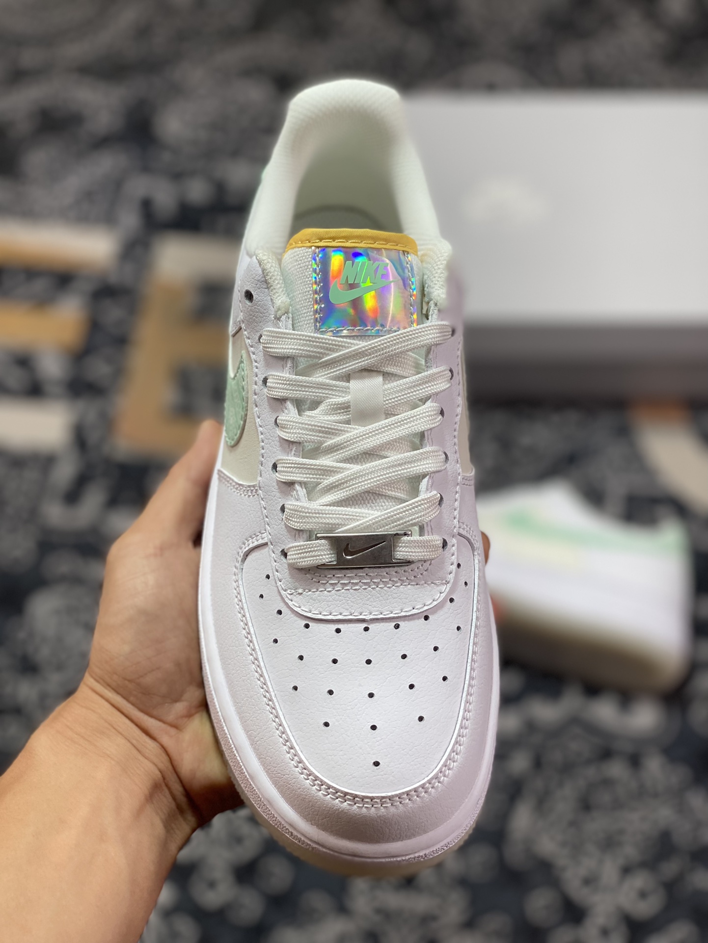 Nike Air Force 1'07 Low GS”Pastel Paisley” Air Force One Sneakers ”Leather White Rice Green Cashew Flower” FJ7706-131