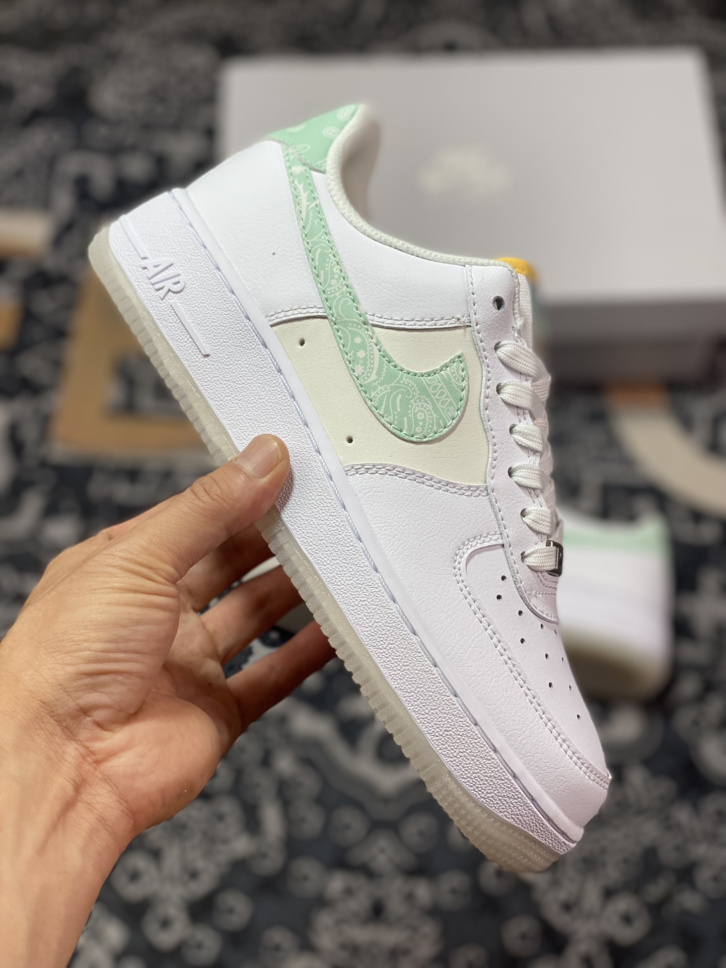 Nike Air Force 1'07 Low GS”Pastel Paisley” Air Force One Sneakers ”Leather White Rice Green Cashew Flower” FJ7706-131