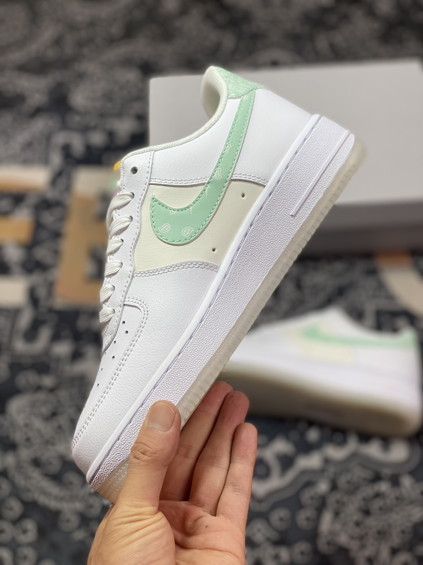 Nike Air Force 1'07 Low GS”Pastel Paisley” Air Force One Sneakers ”Leather White Rice Green Cashew Flower” FJ7706-131