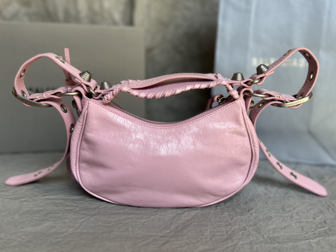 Balenciaga Style Pink Leather Card Holder Lookbook Reference image 2
