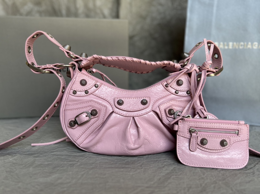 Balenciaga Style Pink Leather Card Holder Lookbook Reference image 1