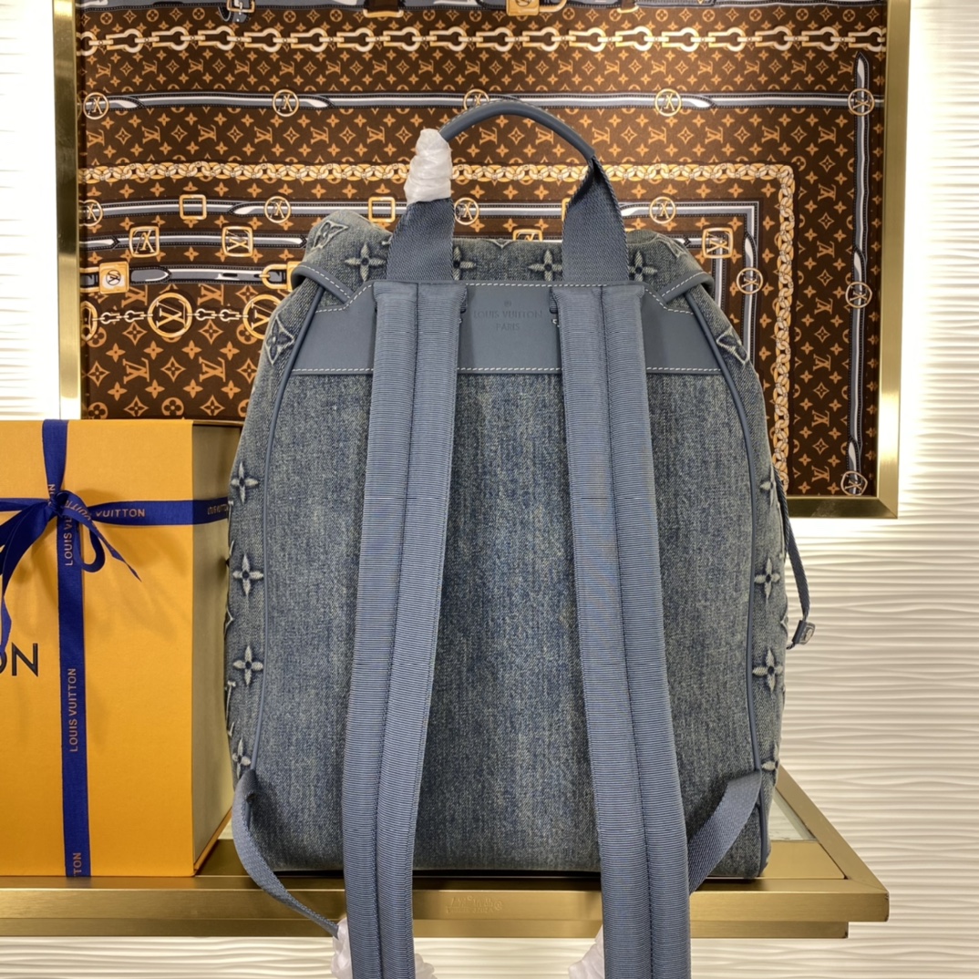 [Backpacks][MONTSOURIS backpack] denim Montsouris backpack features a Monogra
