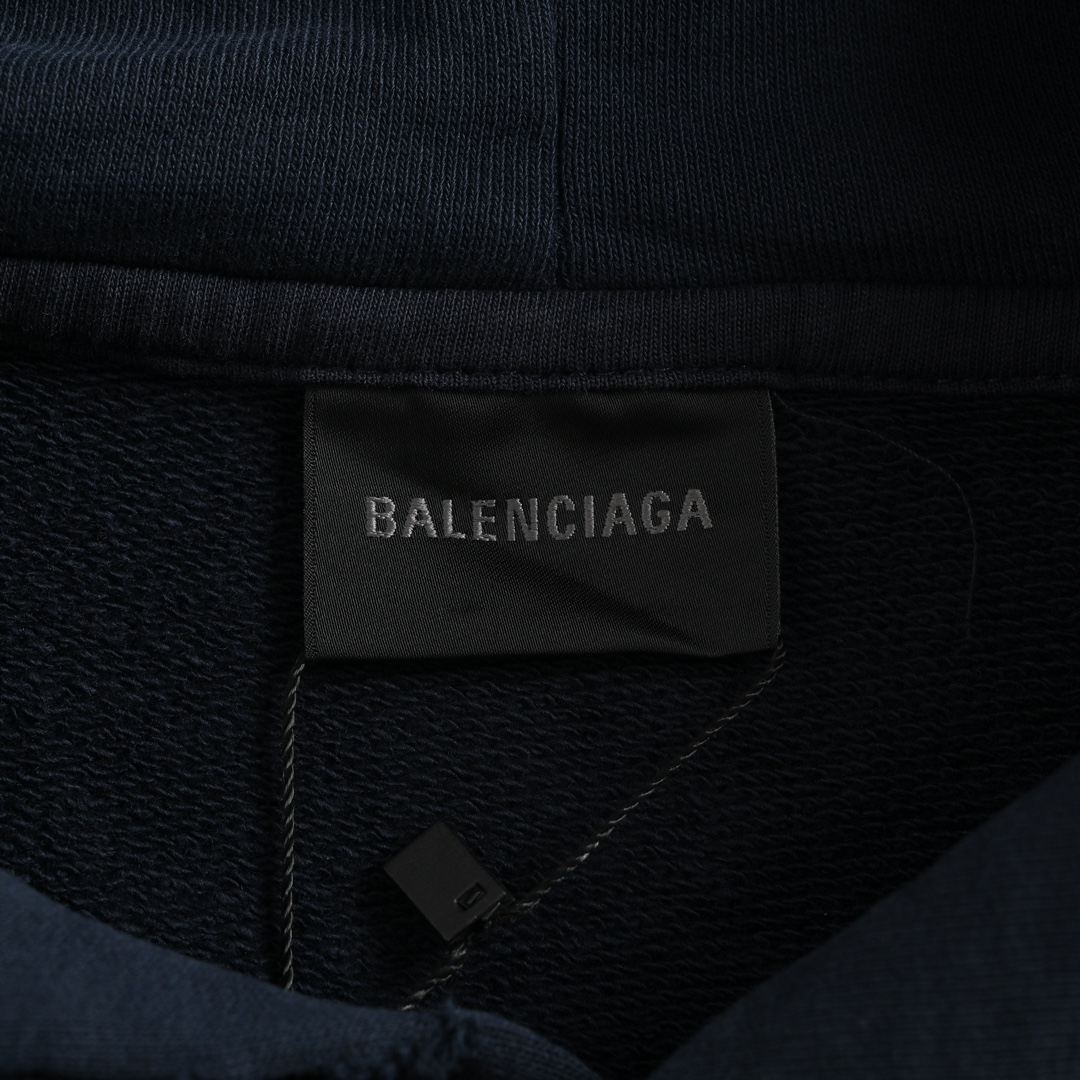 Balenciaga/巴黎世家 23Fw 美纹纸胶带水洗破坏连帽卫衣