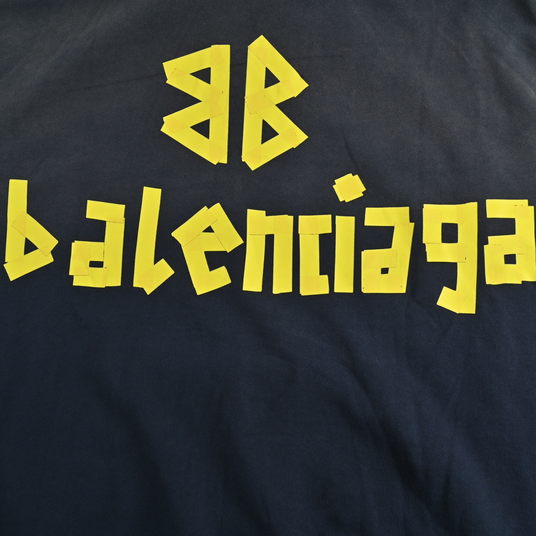 Balenciaga/巴黎世家 23Fw 美纹纸胶带水洗破坏连帽卫衣