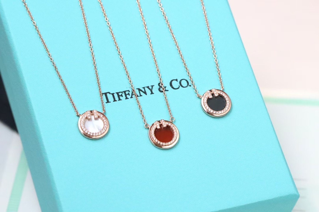 Tiffany & Co. Tiffany&Co. 满钻双T圆形锁骨项链 925银