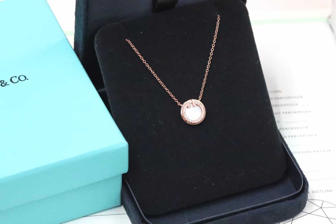 Tiffany & Co. Tiffany&Co. 满钻双T圆形锁骨项链 925银